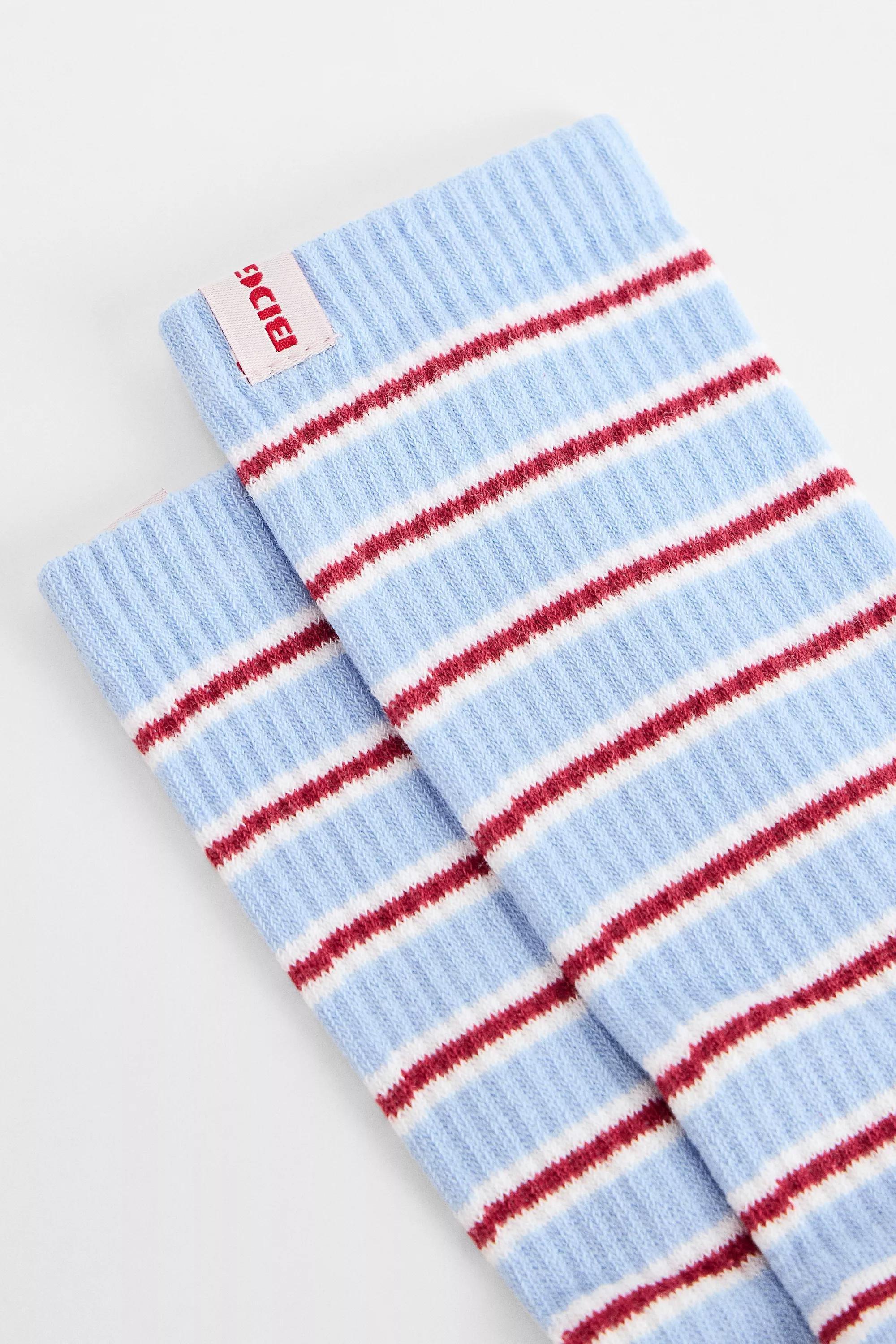 BDG Blue Thin Stripe Socks, BLUE, large image number 1