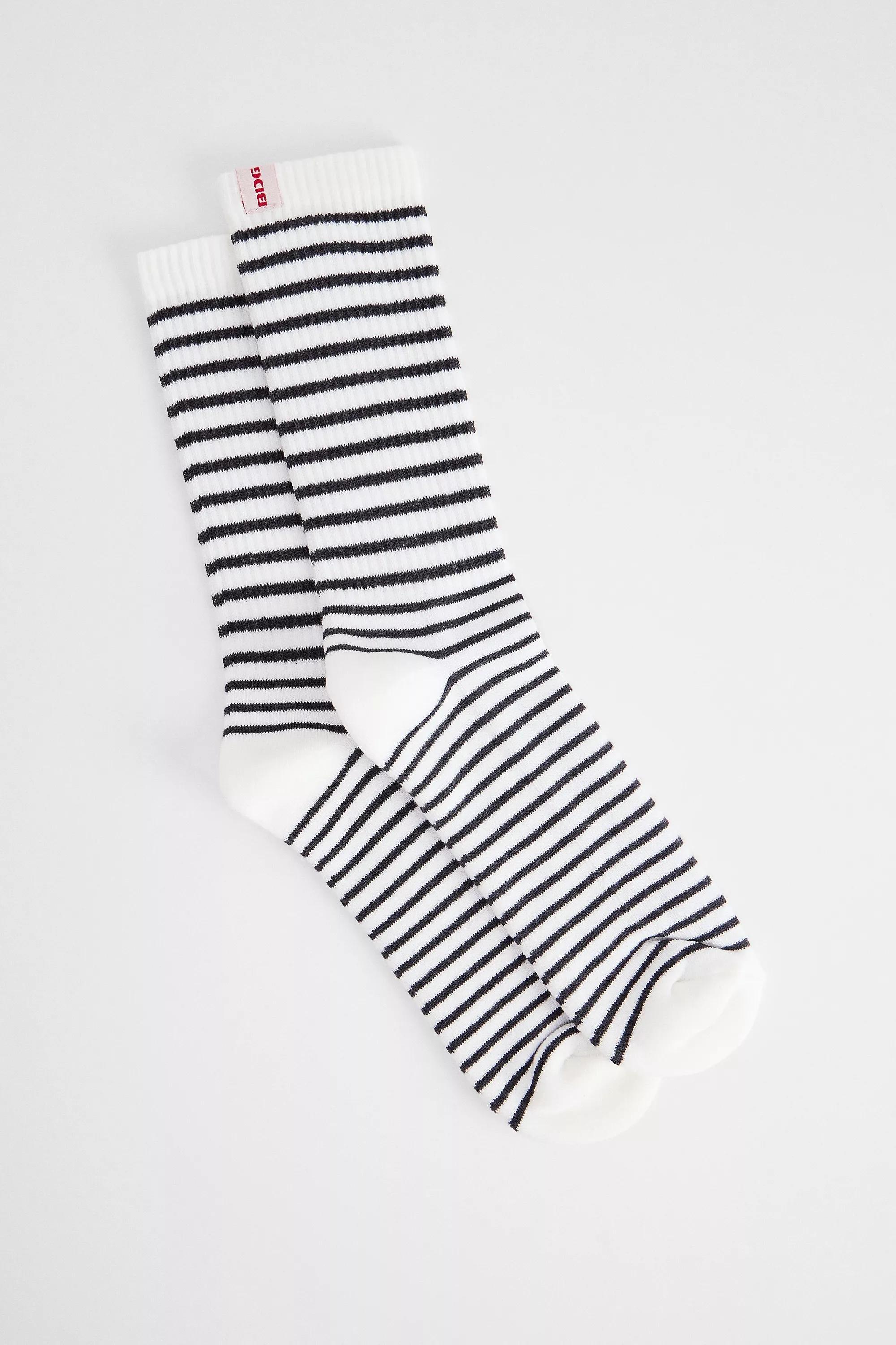 White Bdg Thin Stripe Socks, WHT, medium