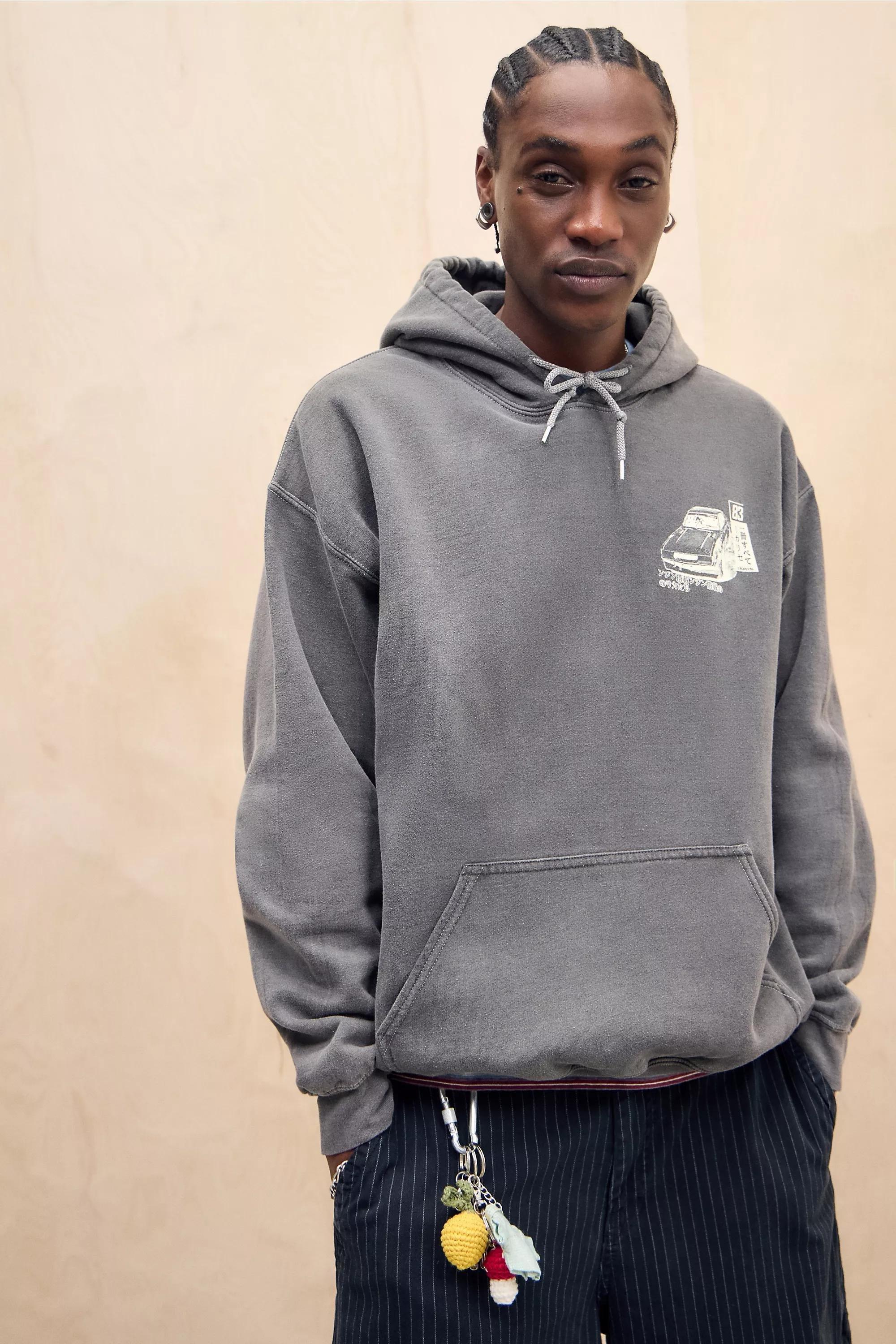 Grey Uo Washed Pritned Hoodie, , large image number 3