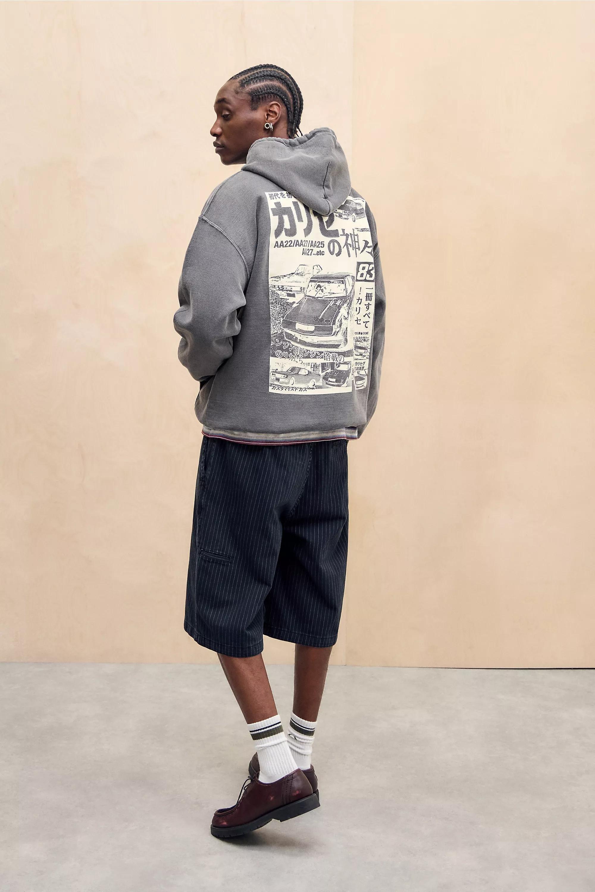 Grey Uo Washed Pritned Hoodie, , large image number 4