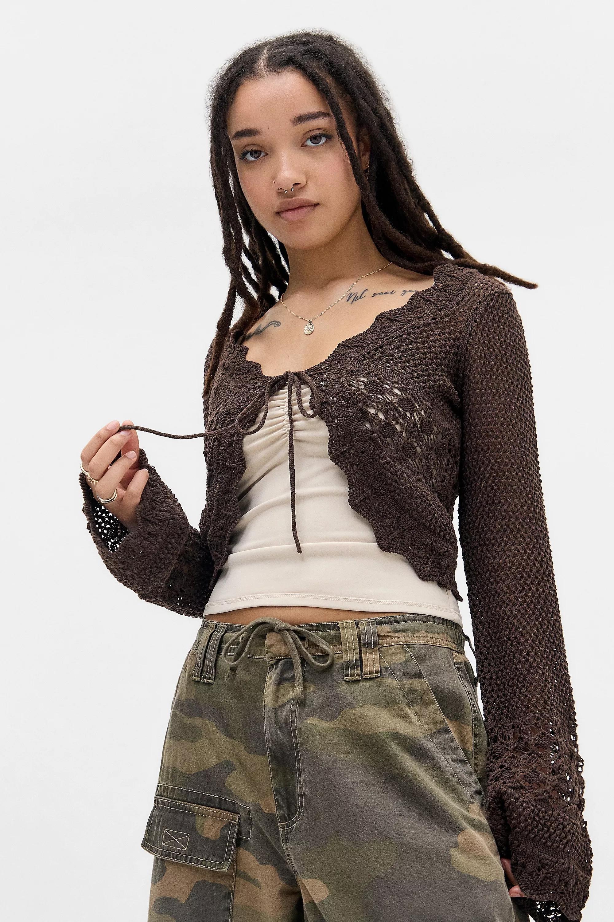 UO Rhodes Stitchy Tie-Front Cardigan, , medium