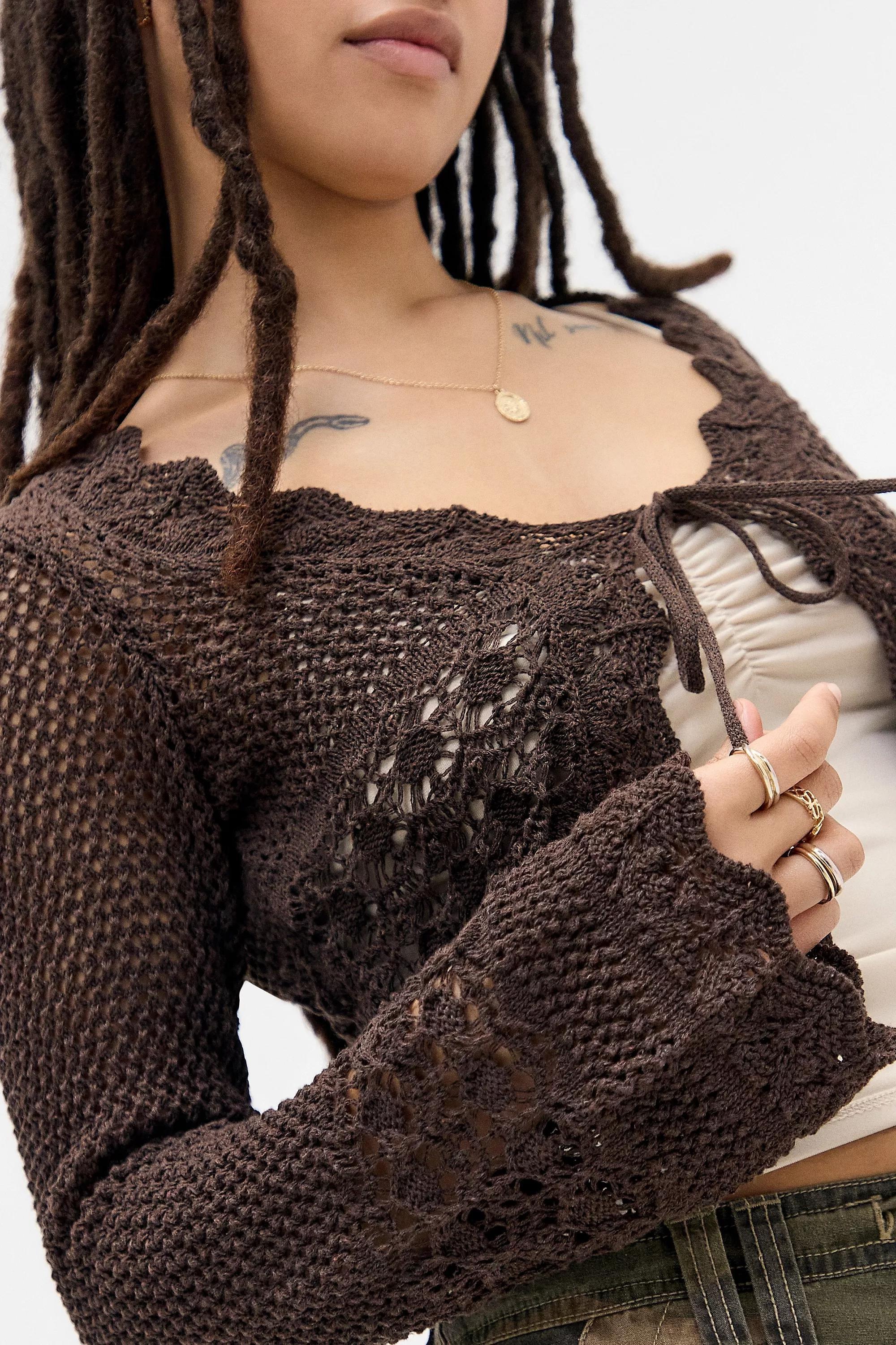 UO Rhodes Stitchy Tie-Front Cardigan, , large image number 2