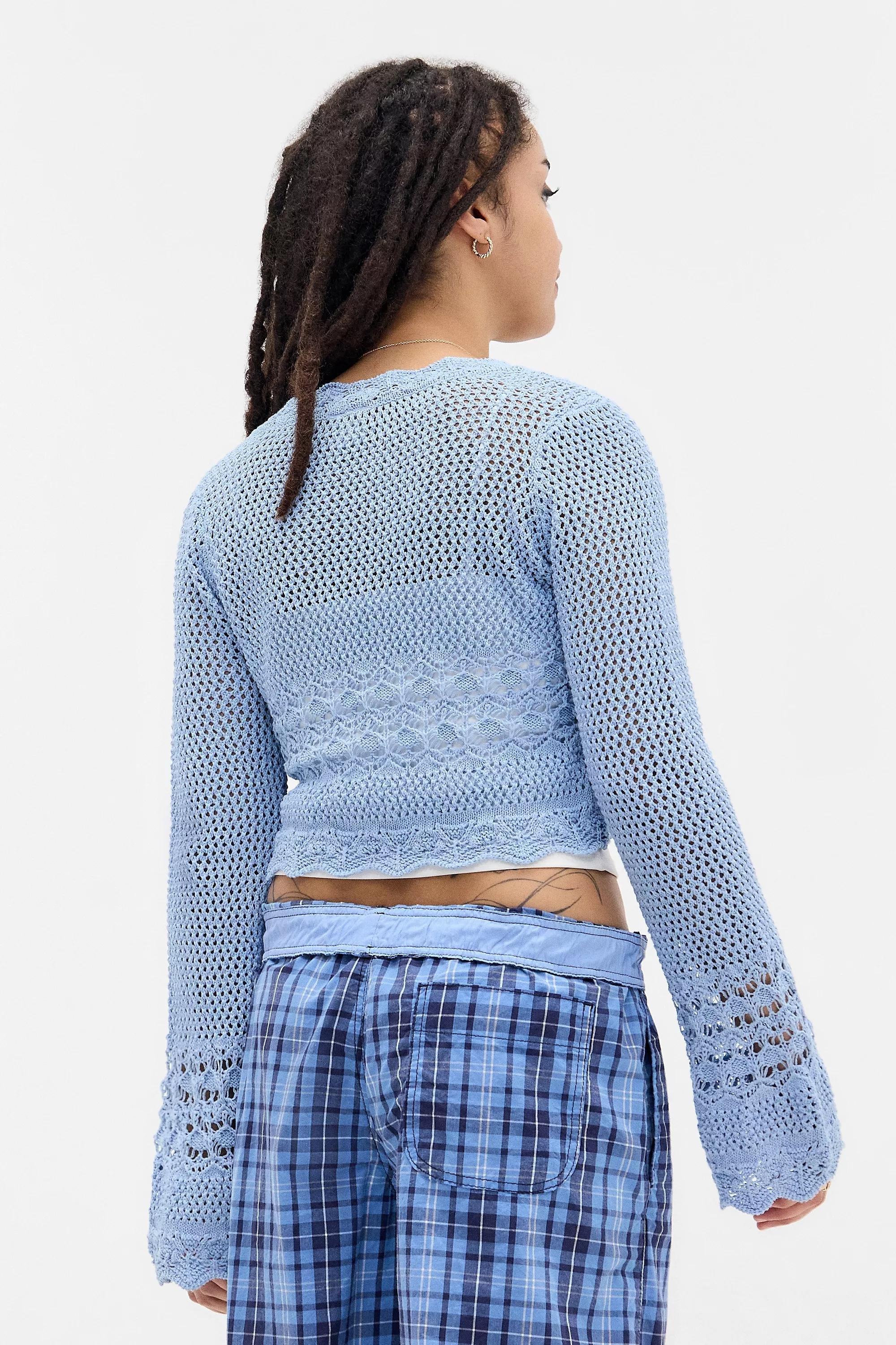 Blue UO Rhodes Snitchy Tie-Front Cardigan, , large image number 3