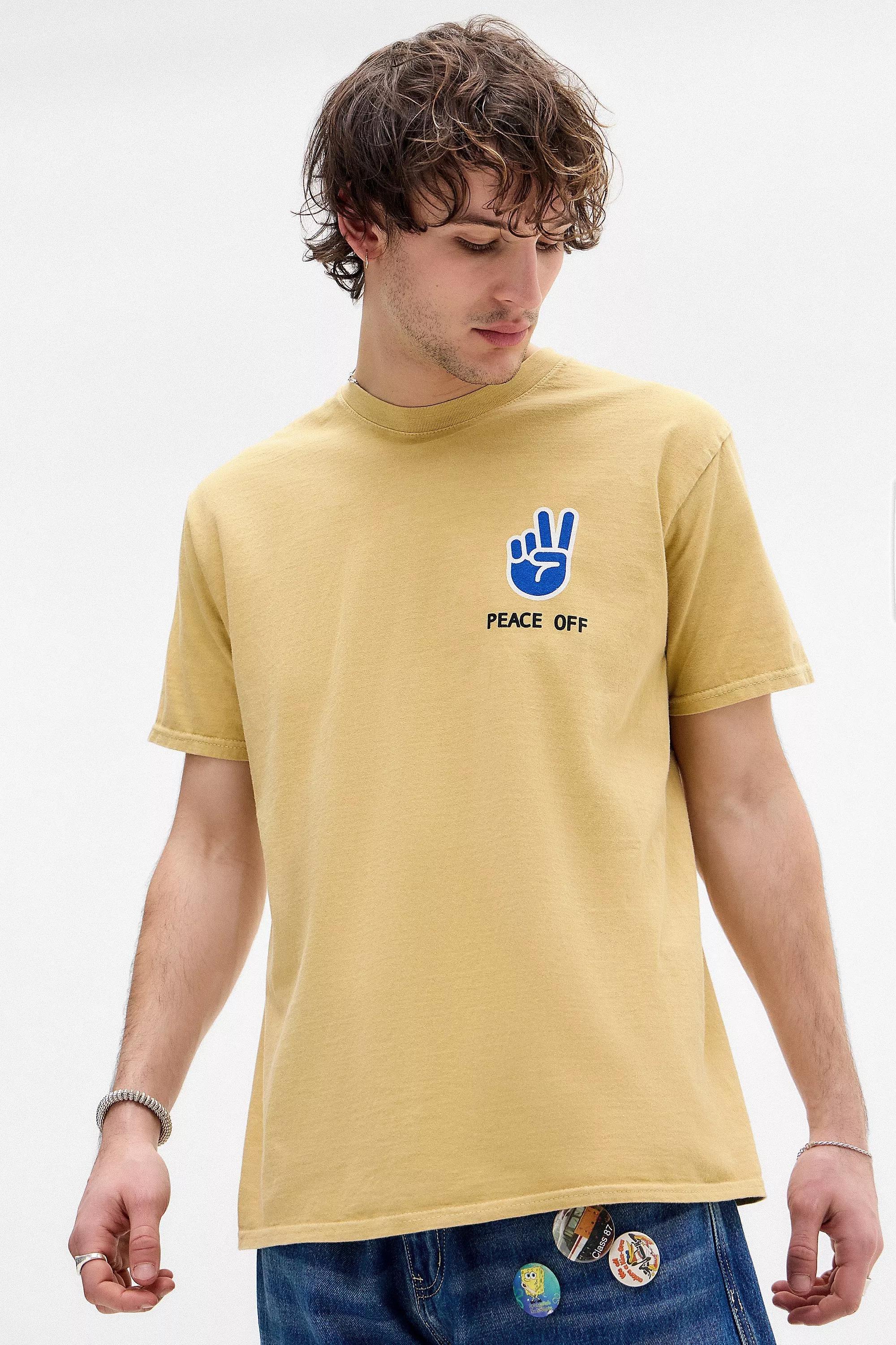 Yellow Uo Yellow Low Peace Off T-Shirt, , large image number 0