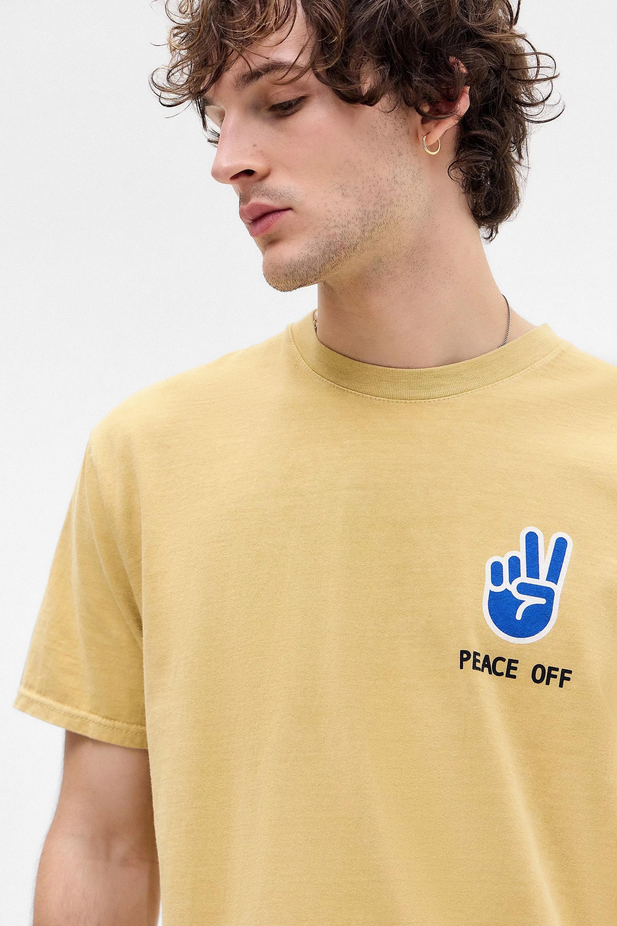 Yellow Uo Yellow Low Peace Off T-Shirt, , large image number 2