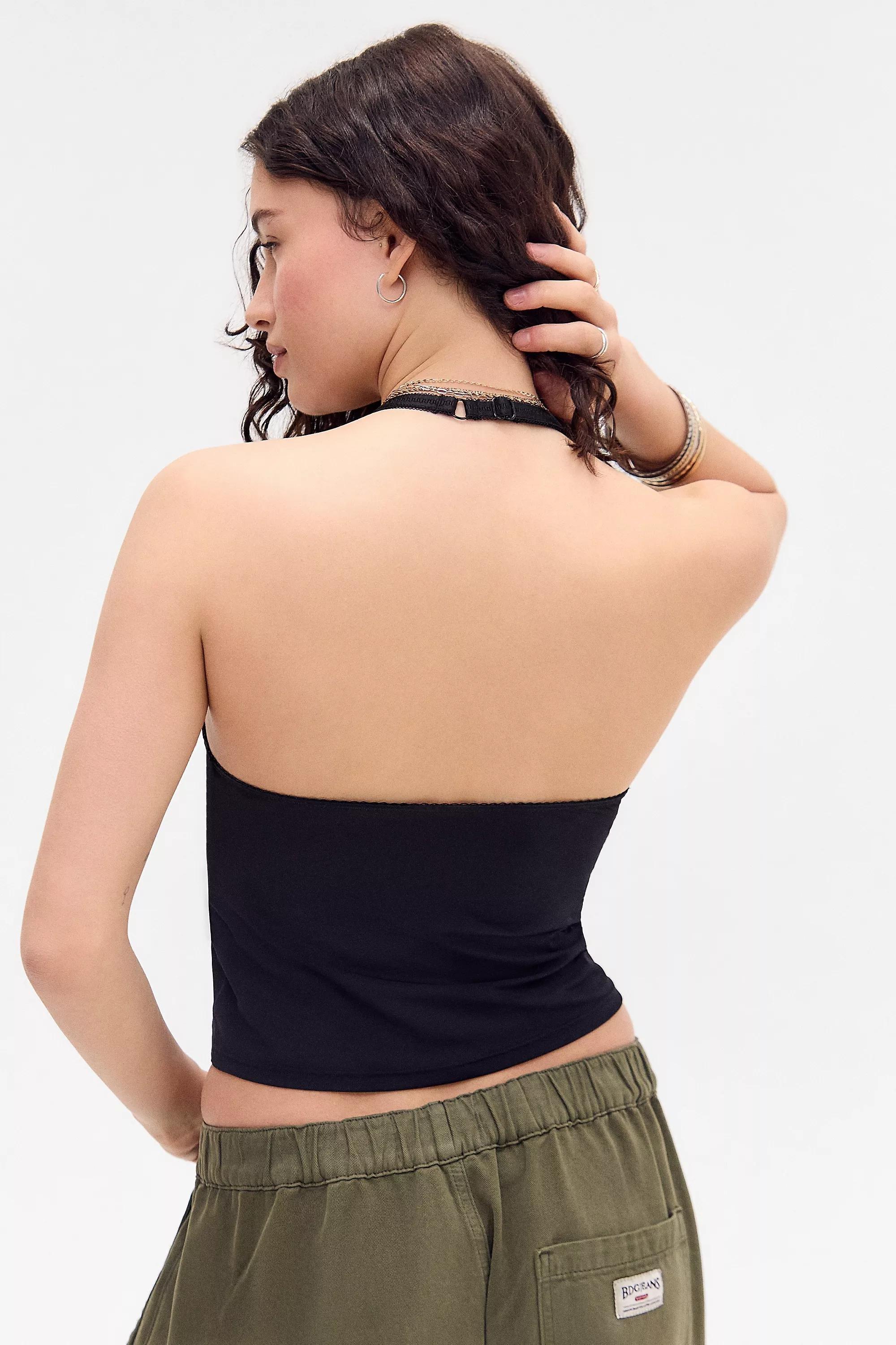 Black Out From Under Halter Top, BLK, large image number 4