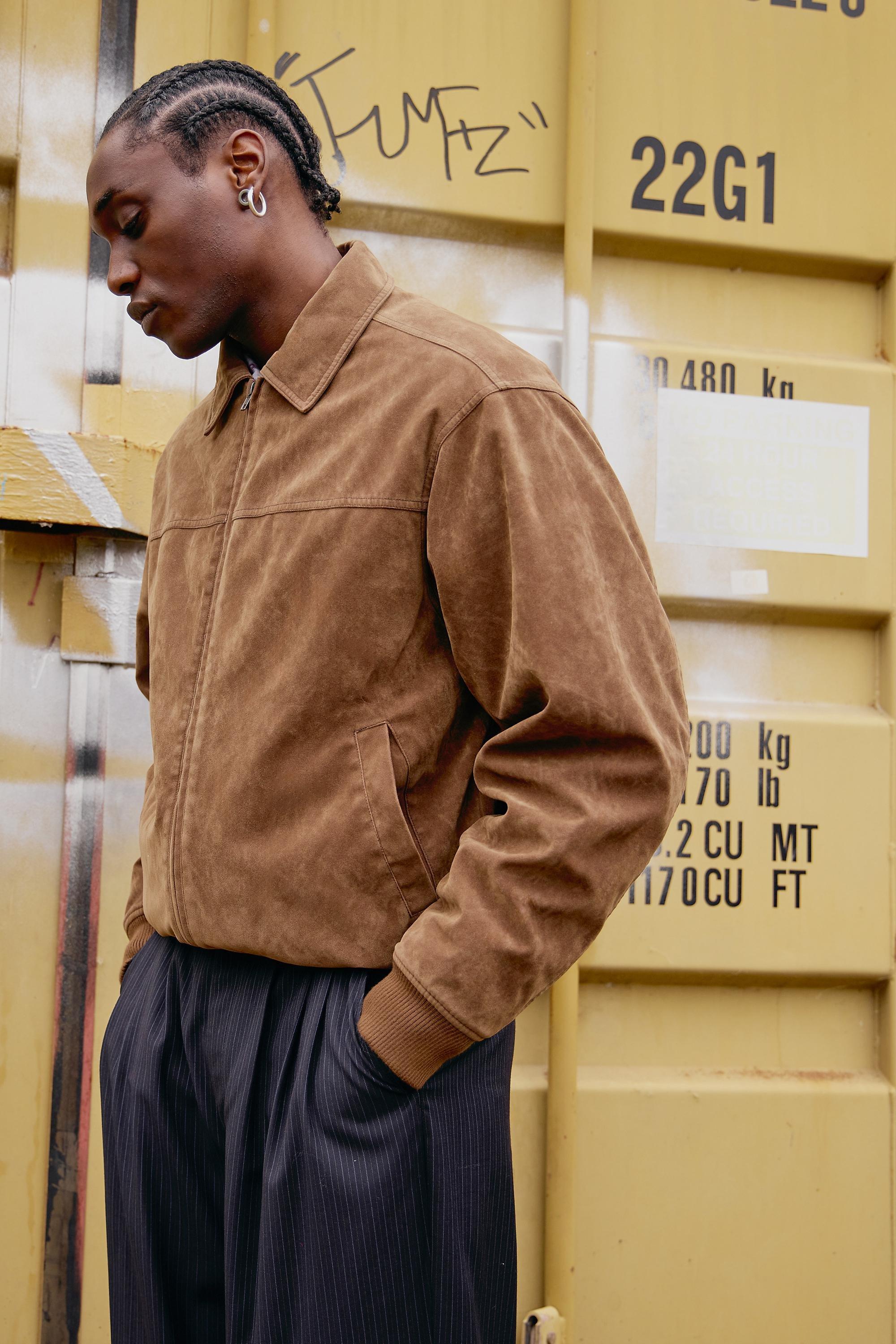 HONEY BDG Tan Eric Faux Suede Jacket, HONEY, medium