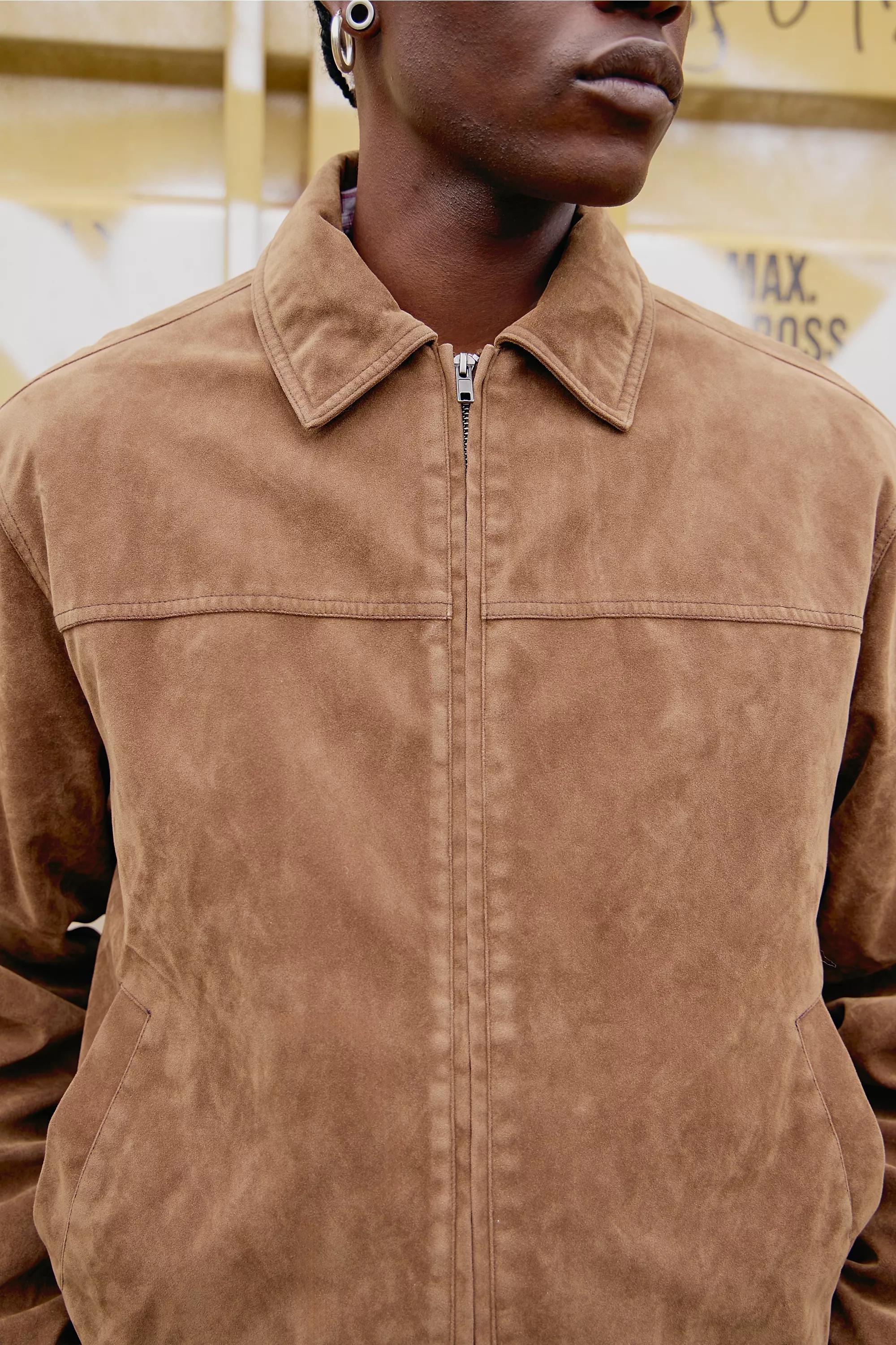 HONEY BDG Tan Eric Faux Suede Jacket, HONEY, medium