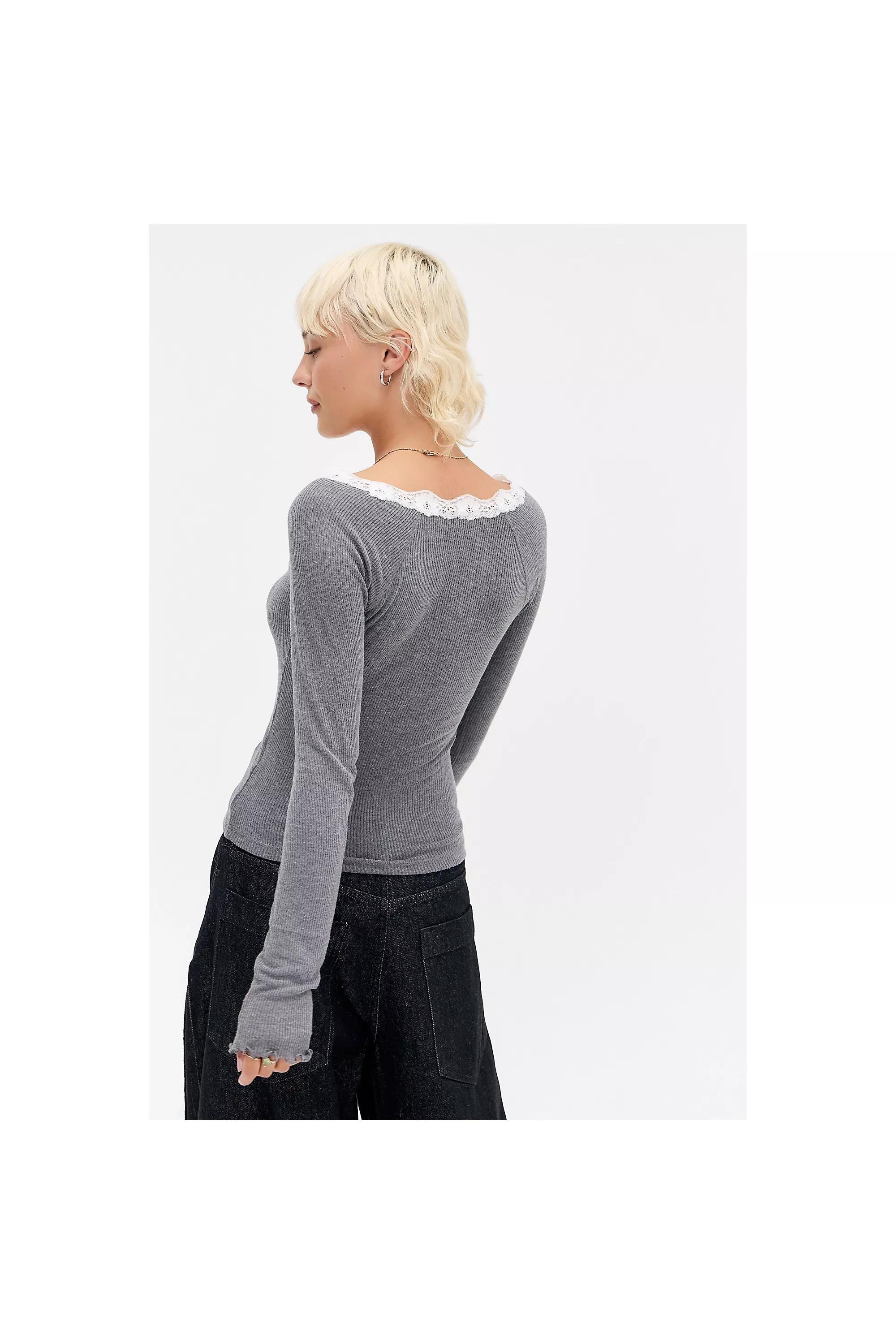 Grey Out From Under Diana Long-Sleeved Top, GREY, large image number 3