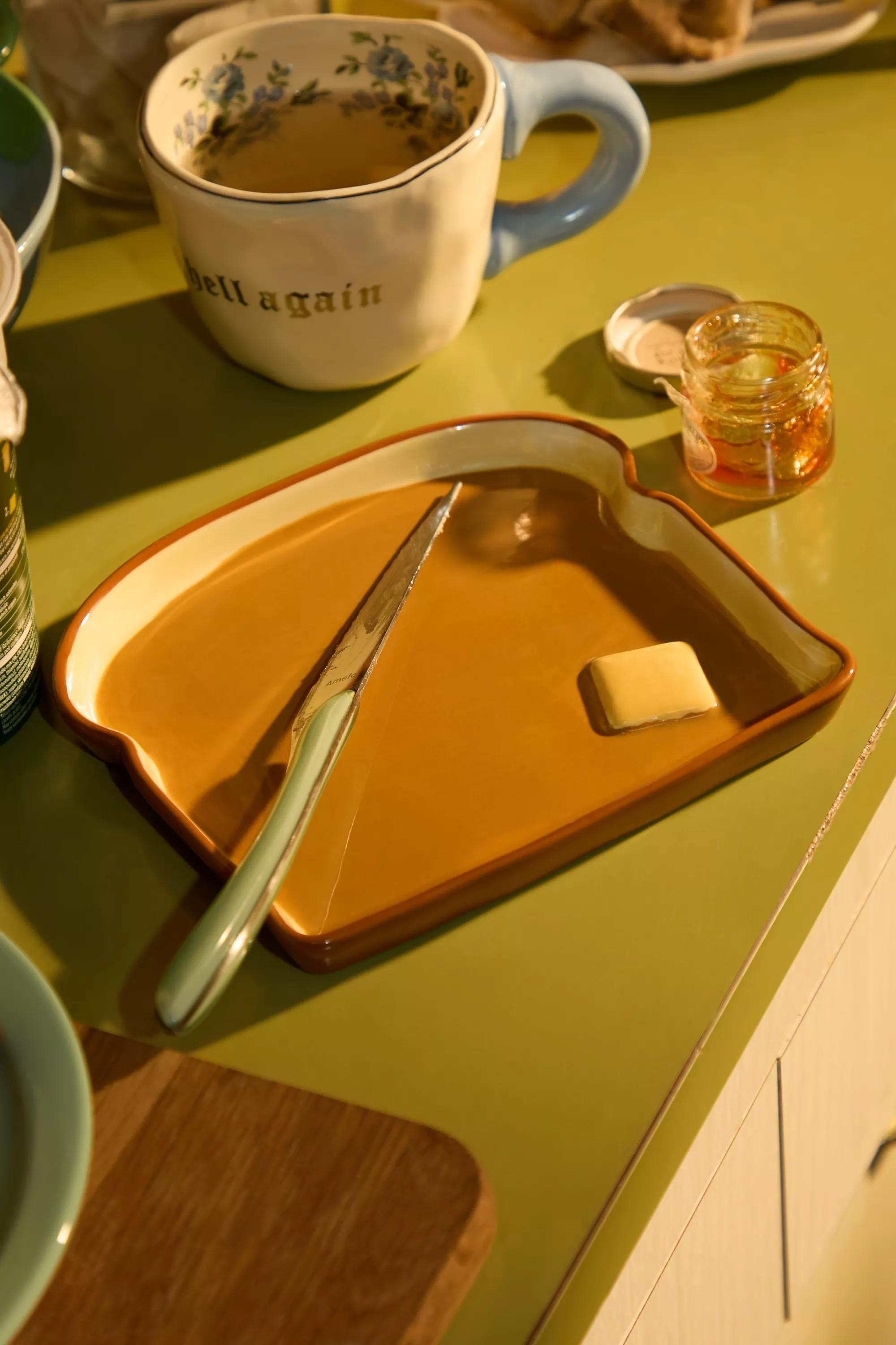 Brown Buttered Toast Plate, ASSORT, large image number 0