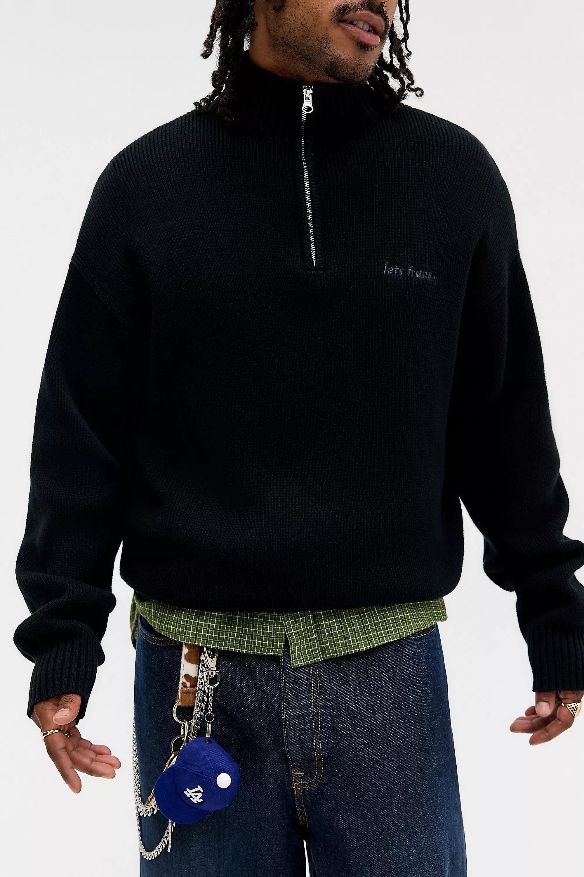 Black Iets Frans...Knit Quarter Zip Jumper, BLK, large image number 0