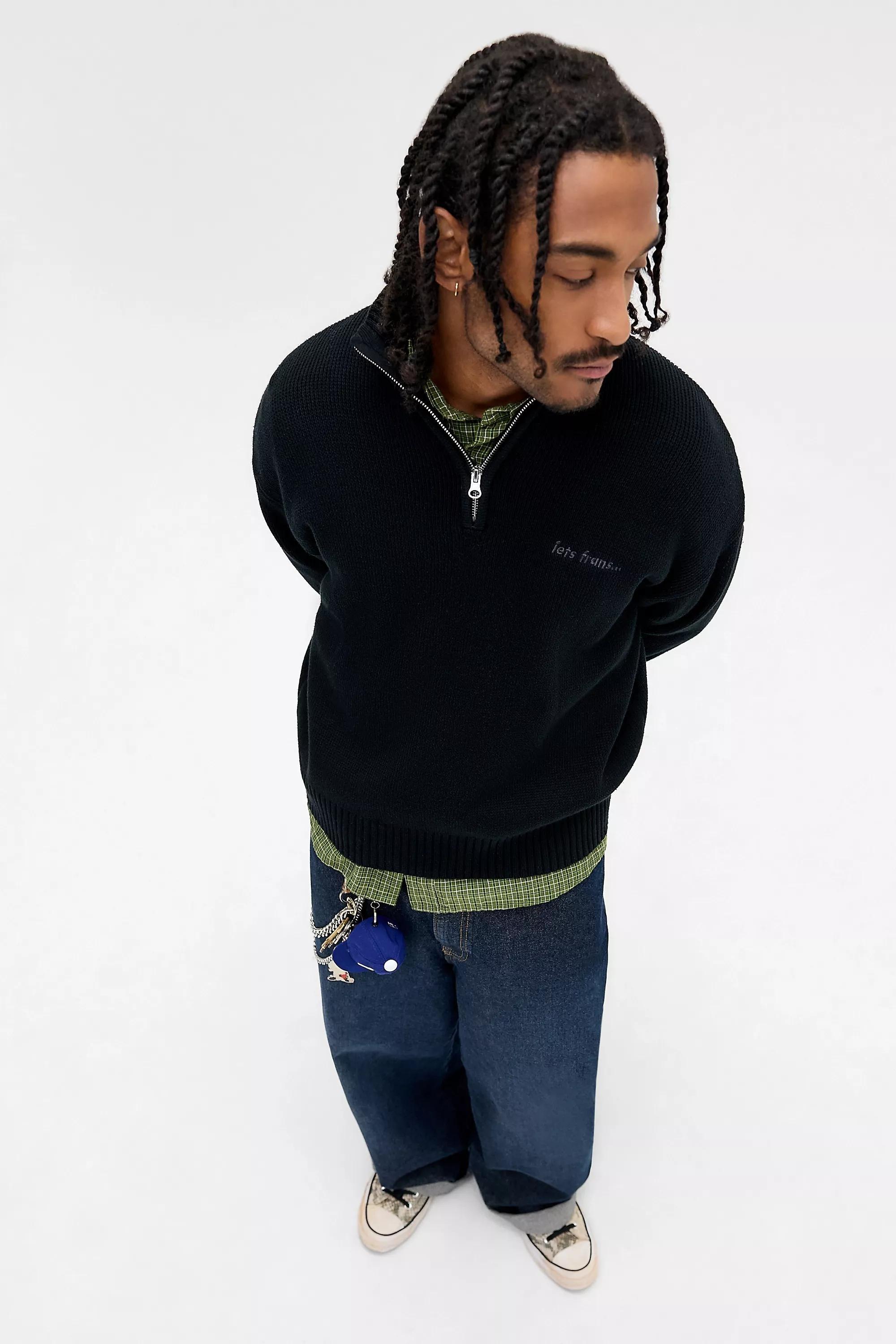 Black Iets Frans...Knit Quarter Zip Jumper, BLK, large image number 1