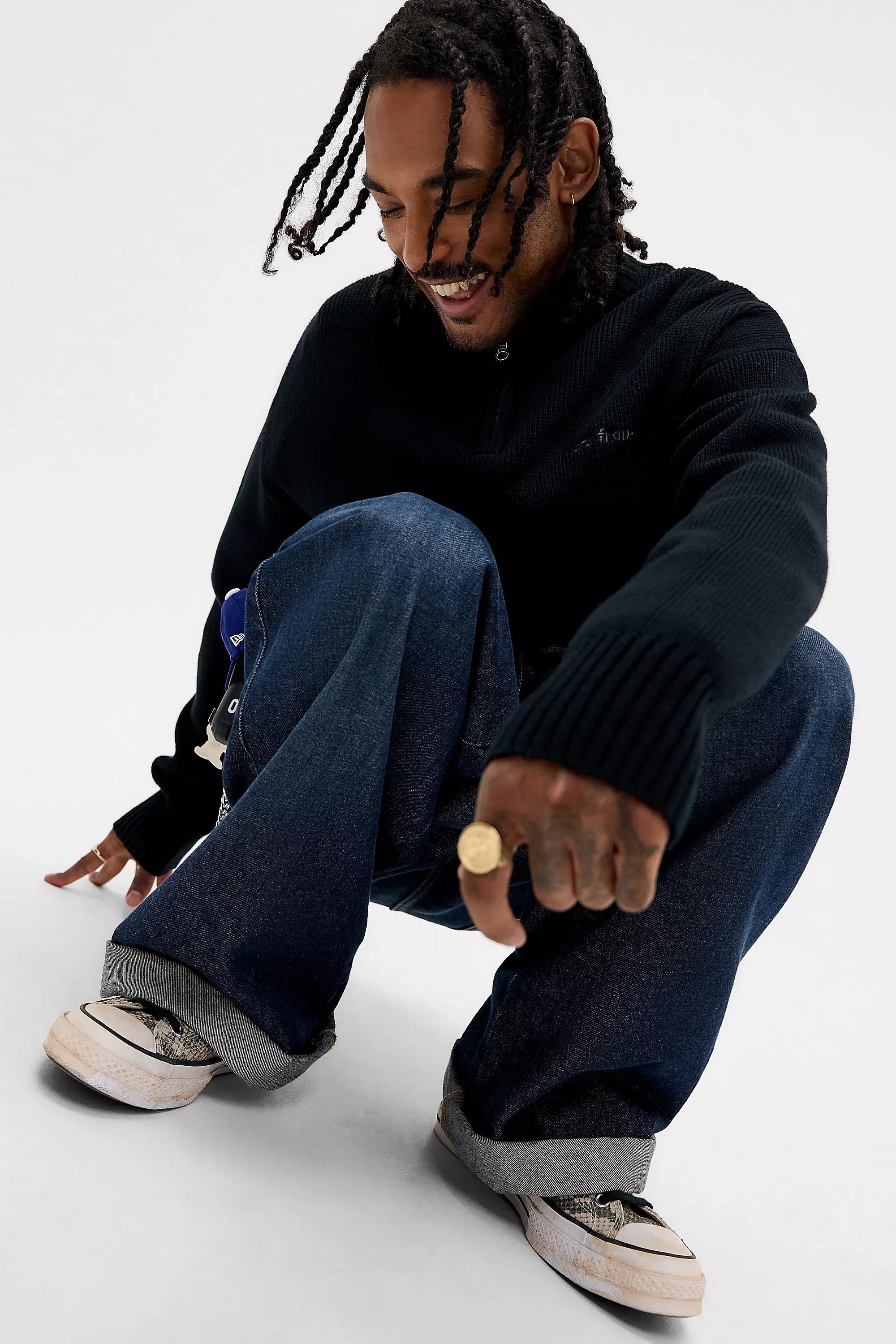 Black Iets Frans...Knit Quarter Zip Jumper, BLK, large image number 2