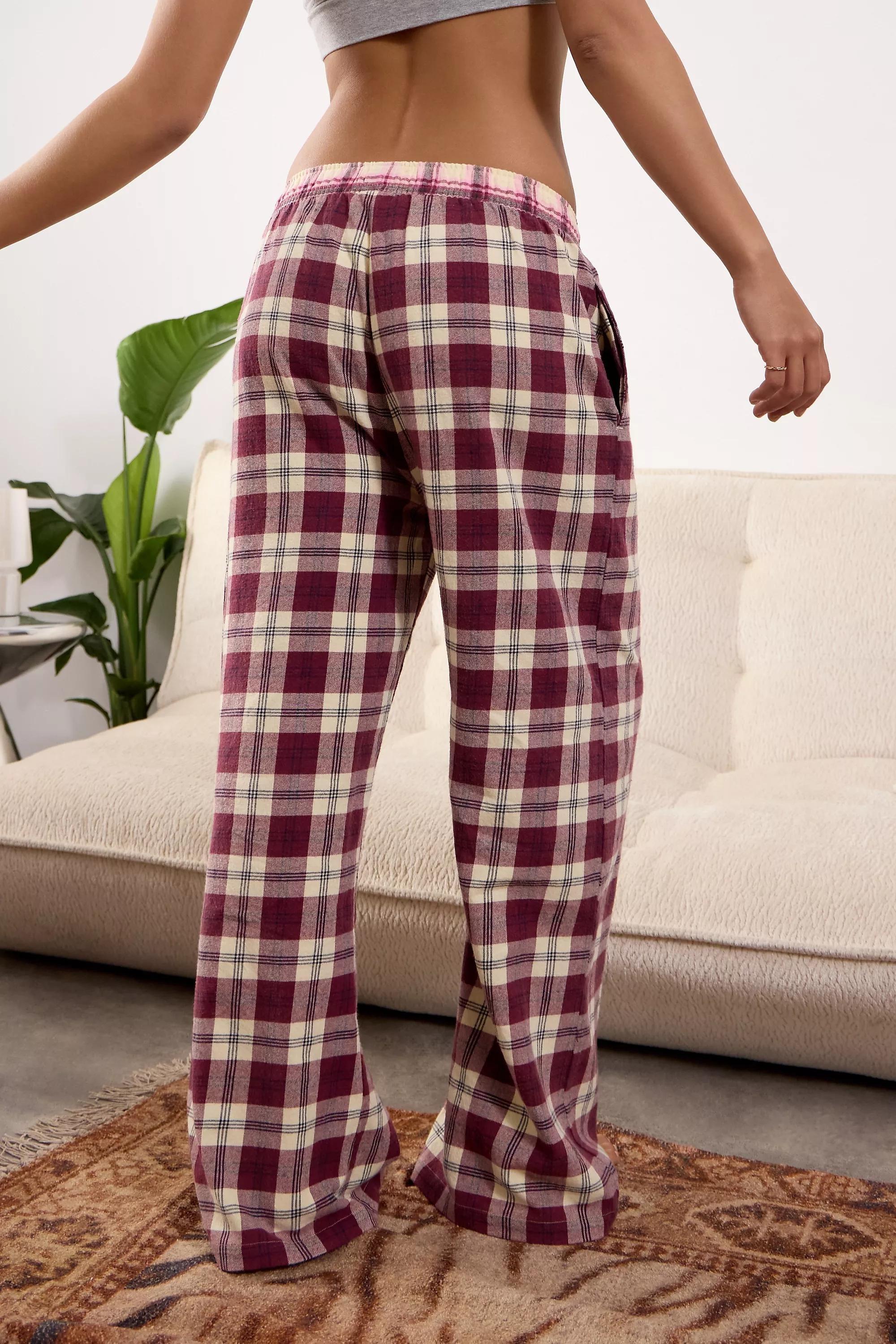Red Bdg Check Contrast Brushed Pyjama Pants, RD, large image number 2