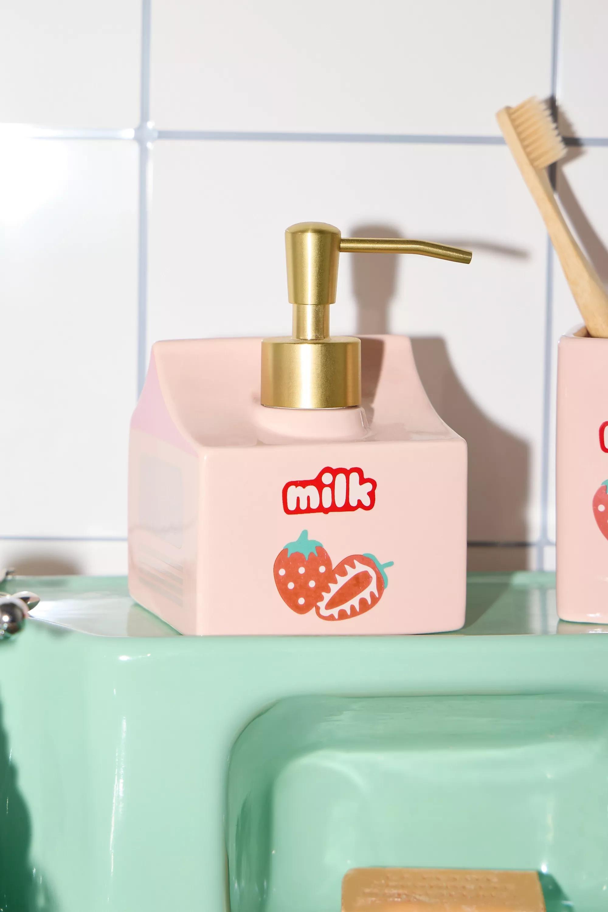 Pink Strawberry Milk Soap Dispenser, , medium