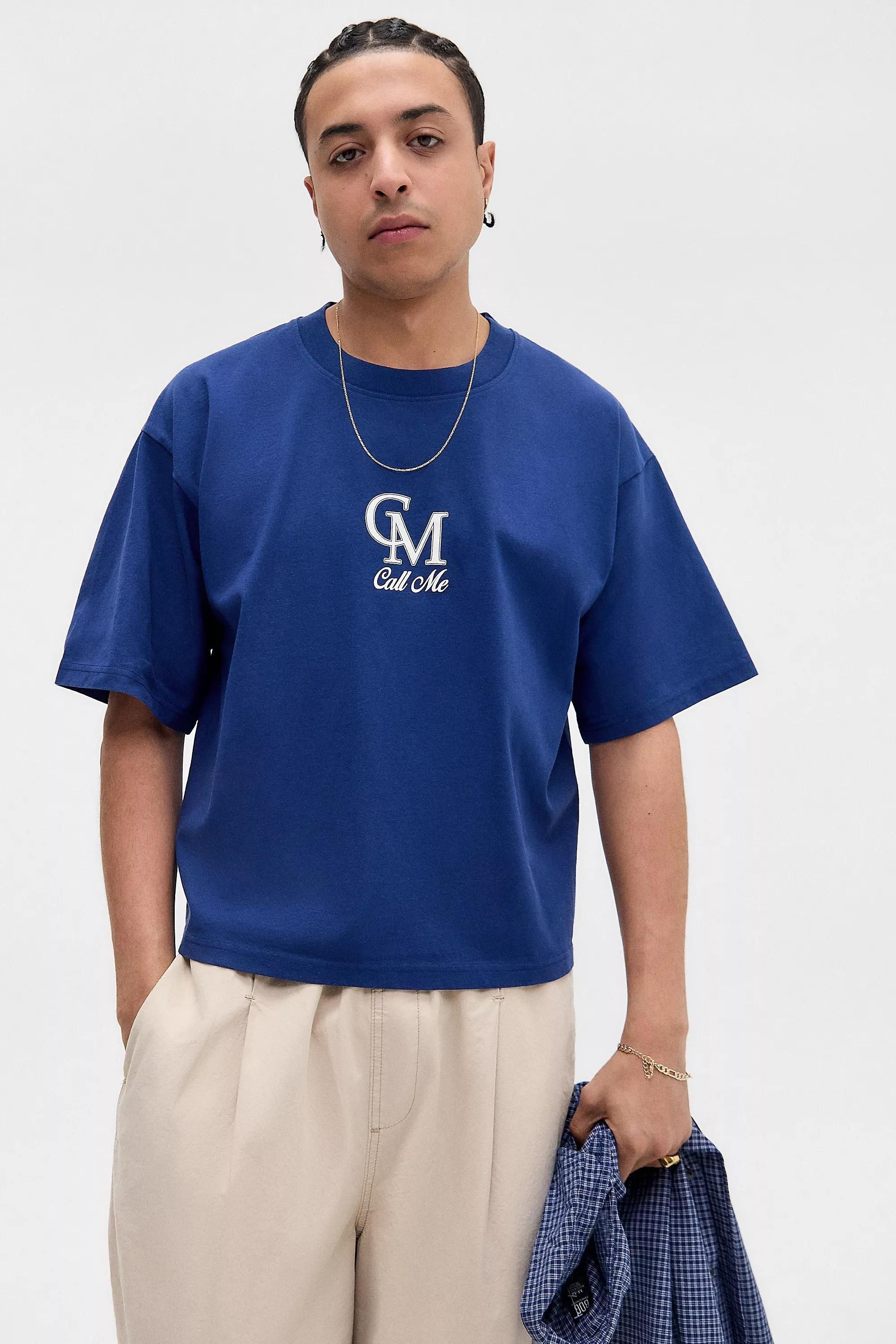 Navy Uo Navy Heavy Call Me T-Shirt, , medium