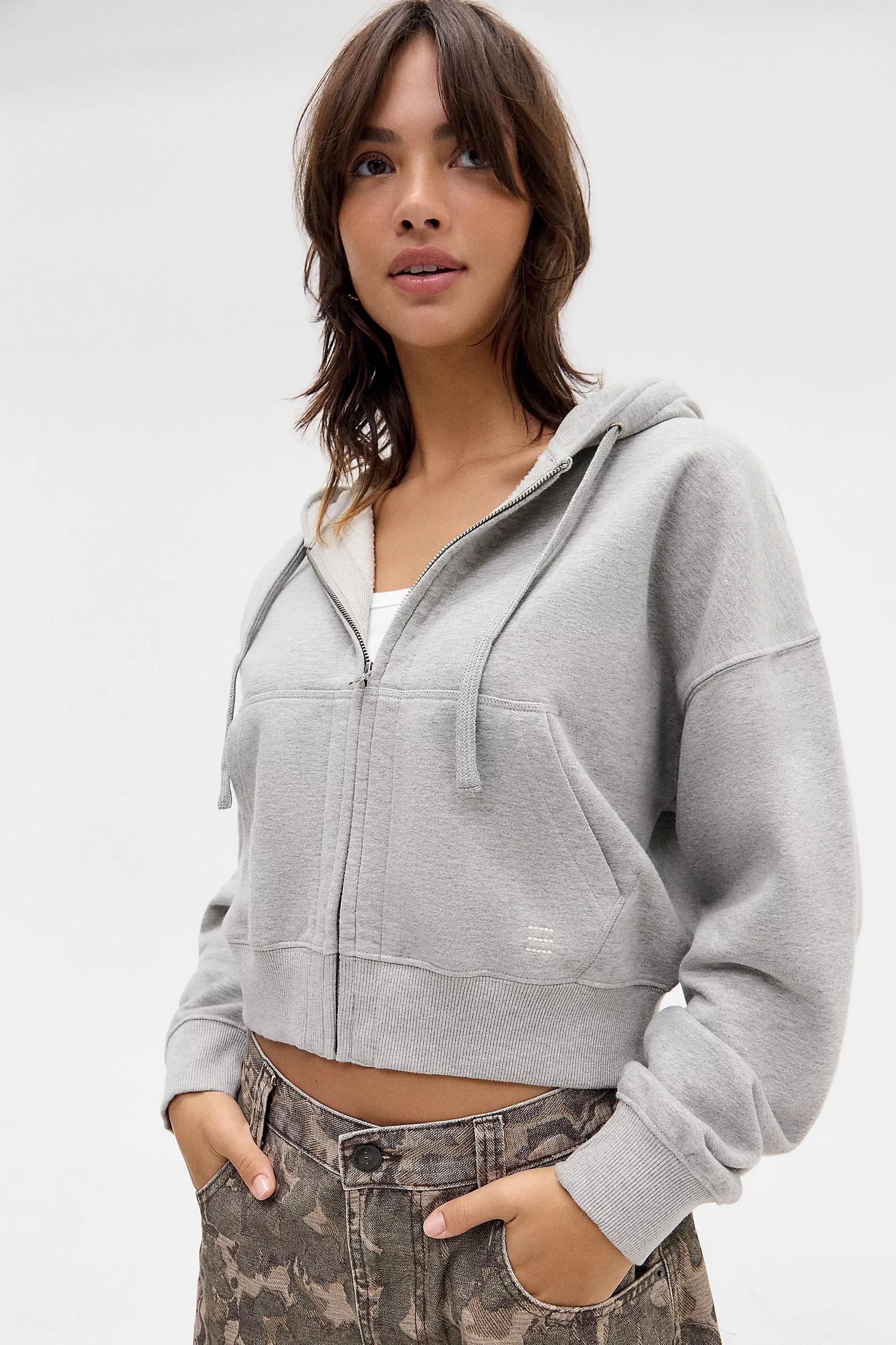 Grey Bdg Easy Zip-Through Hoodie, , large image number 1