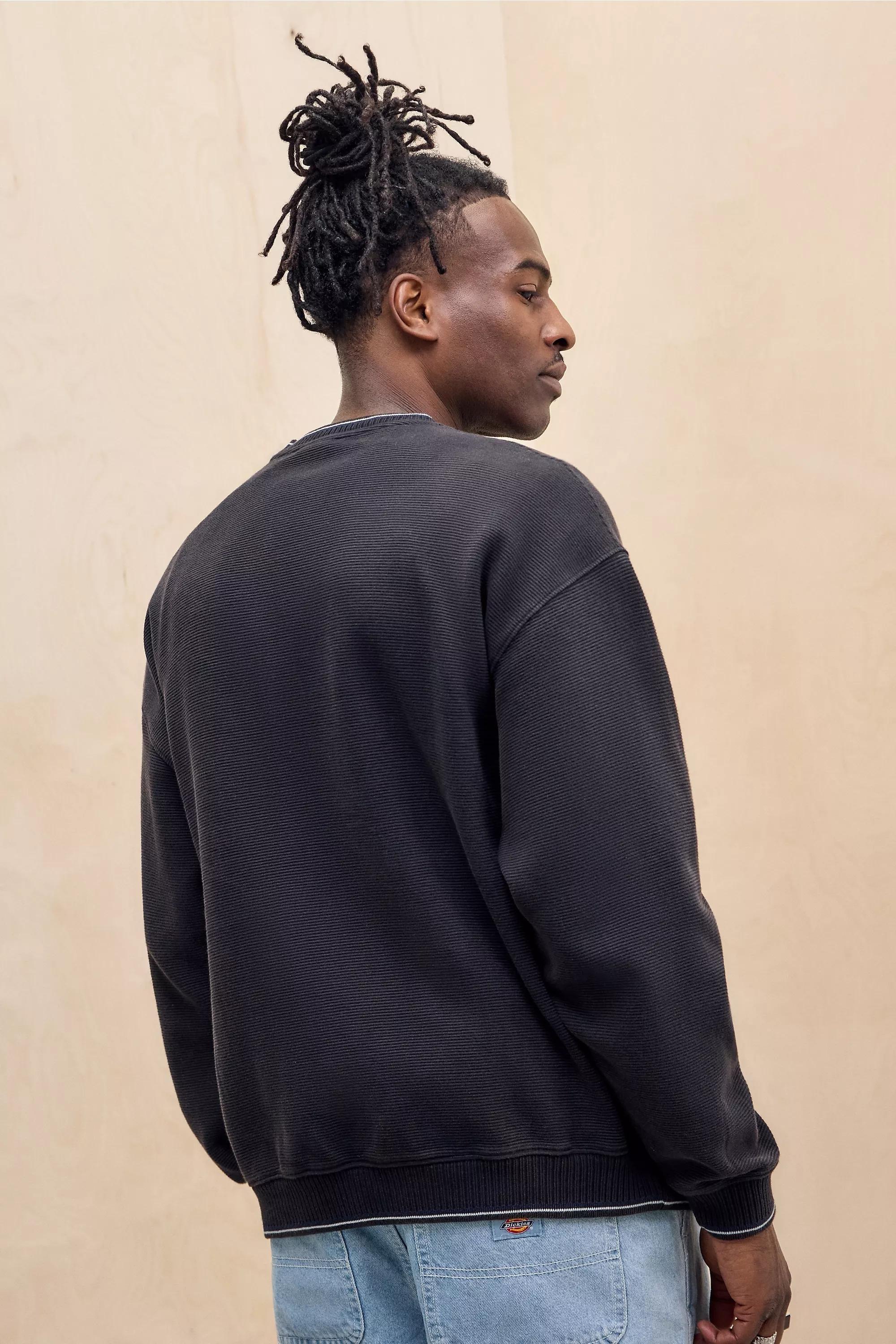 Black Iets Frans Ribbed V-Neck Sweatshirt, BLK, large image number 3