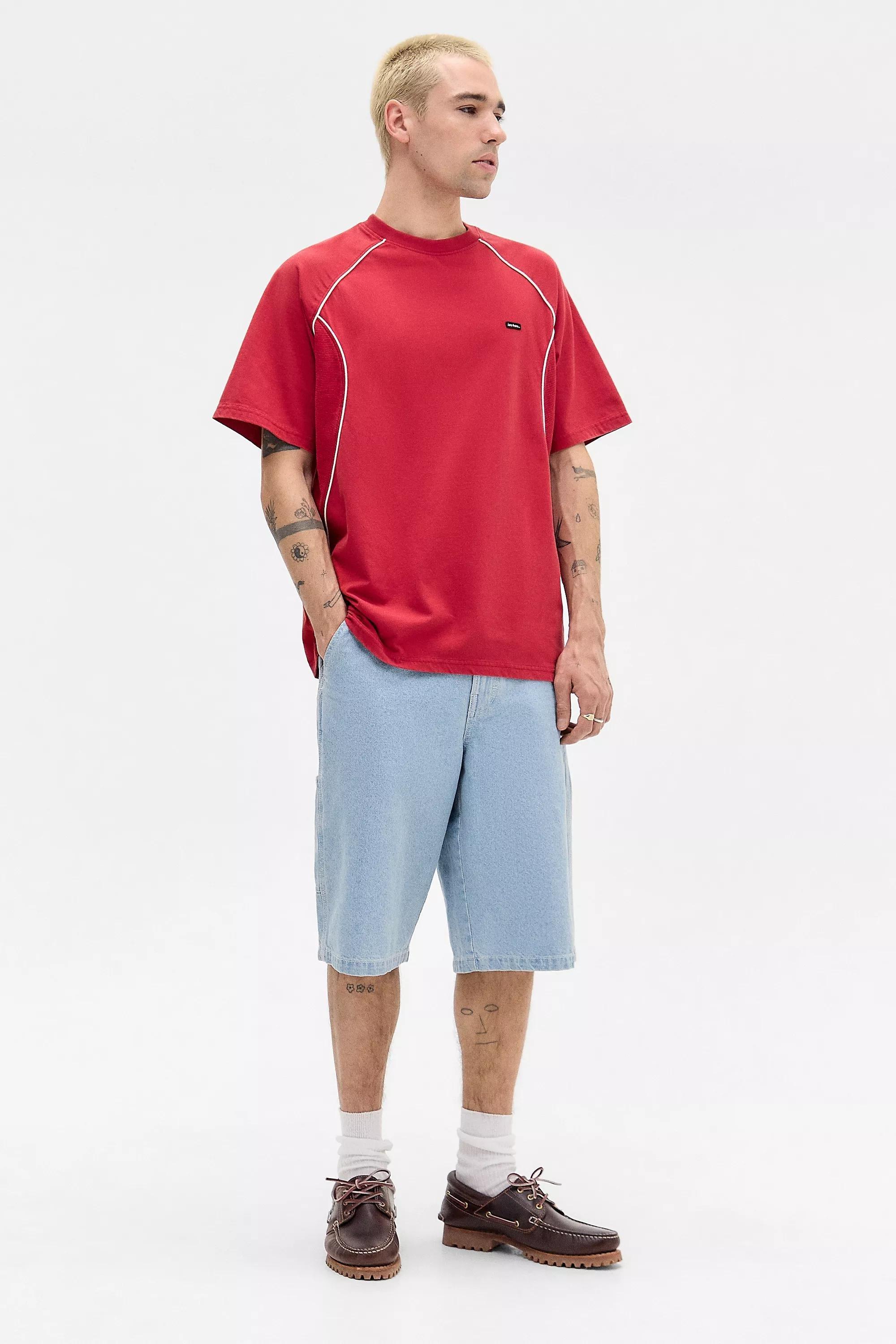 RED iets frans... Red Waffle Panel T-Shirt, RED, medium