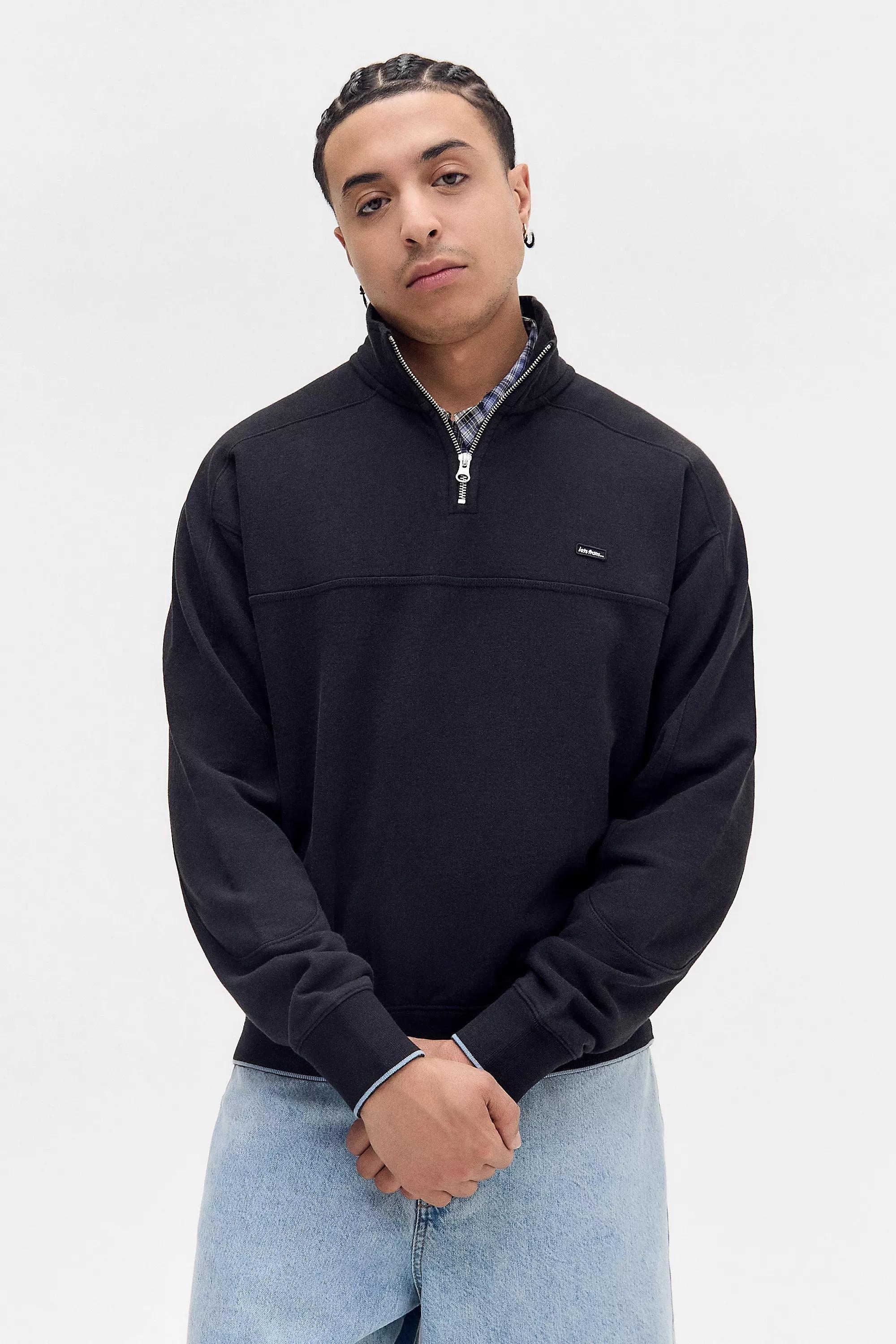 BLACK iets frans... Black Panel Mock Neck Sweatshirt, BLK, medium