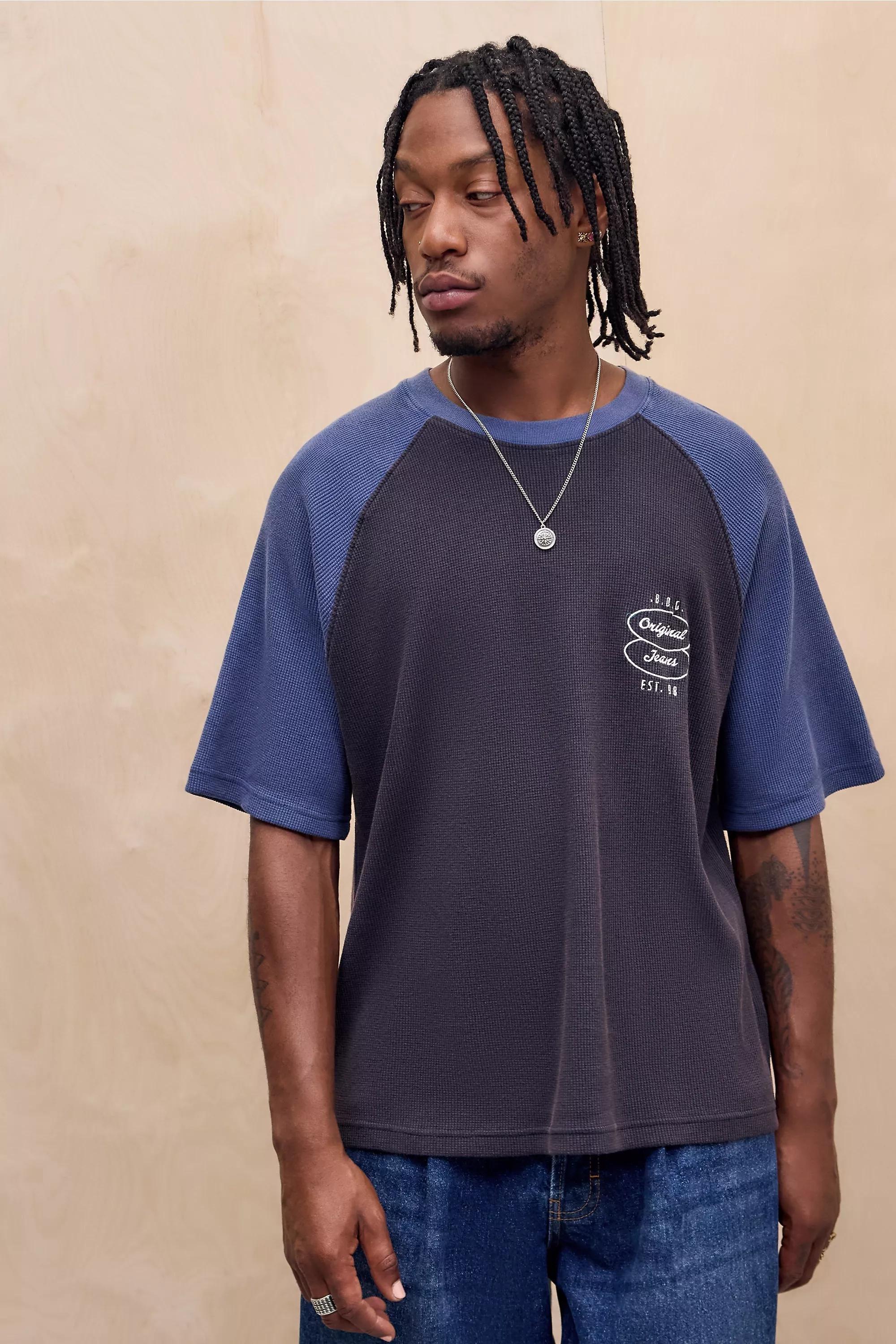 Black Bdg Raglan Waffle T-Shirt, BLK, large image number 0