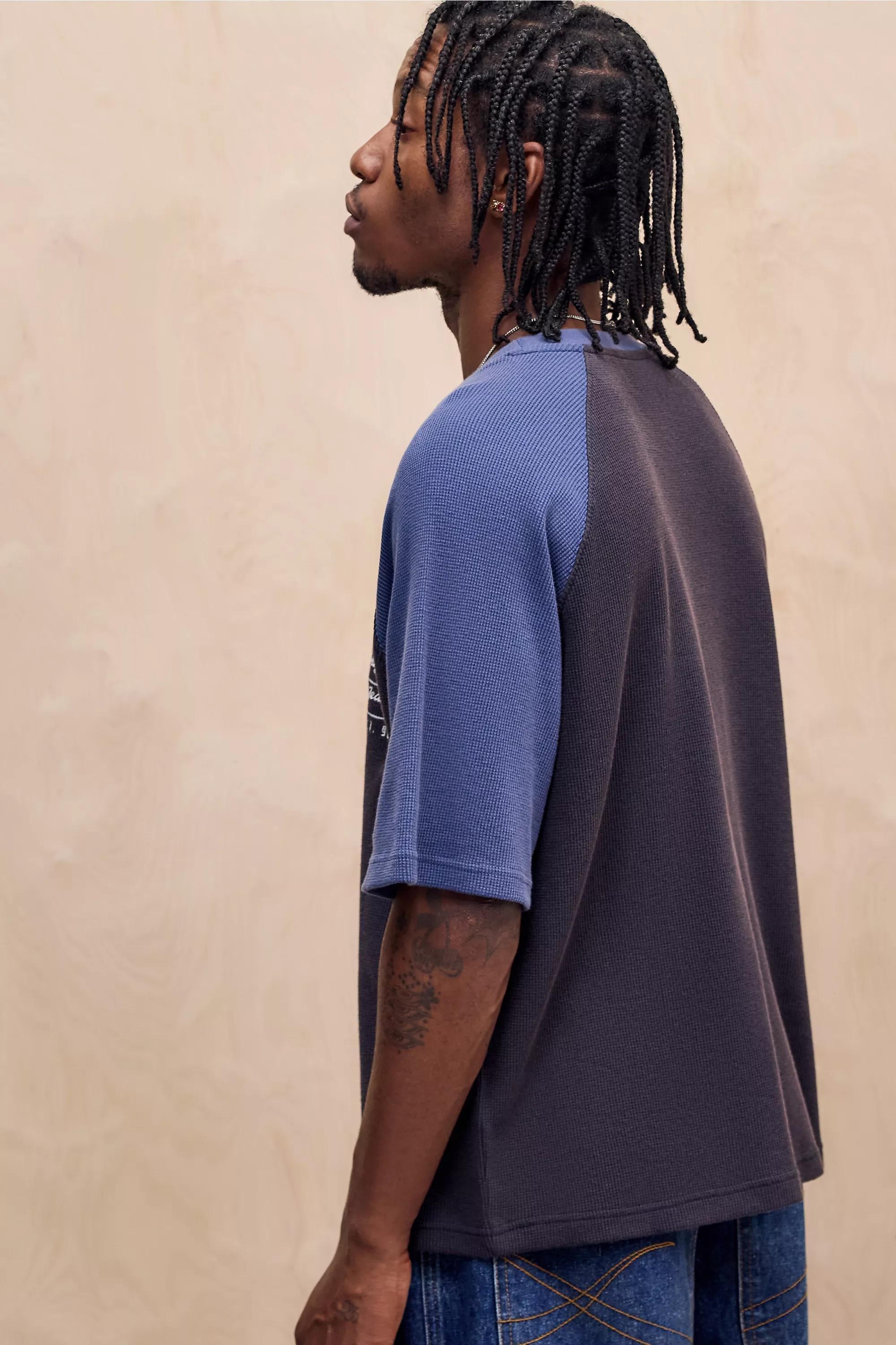 Black Bdg Raglan Waffle T-Shirt, BLK, large image number 3