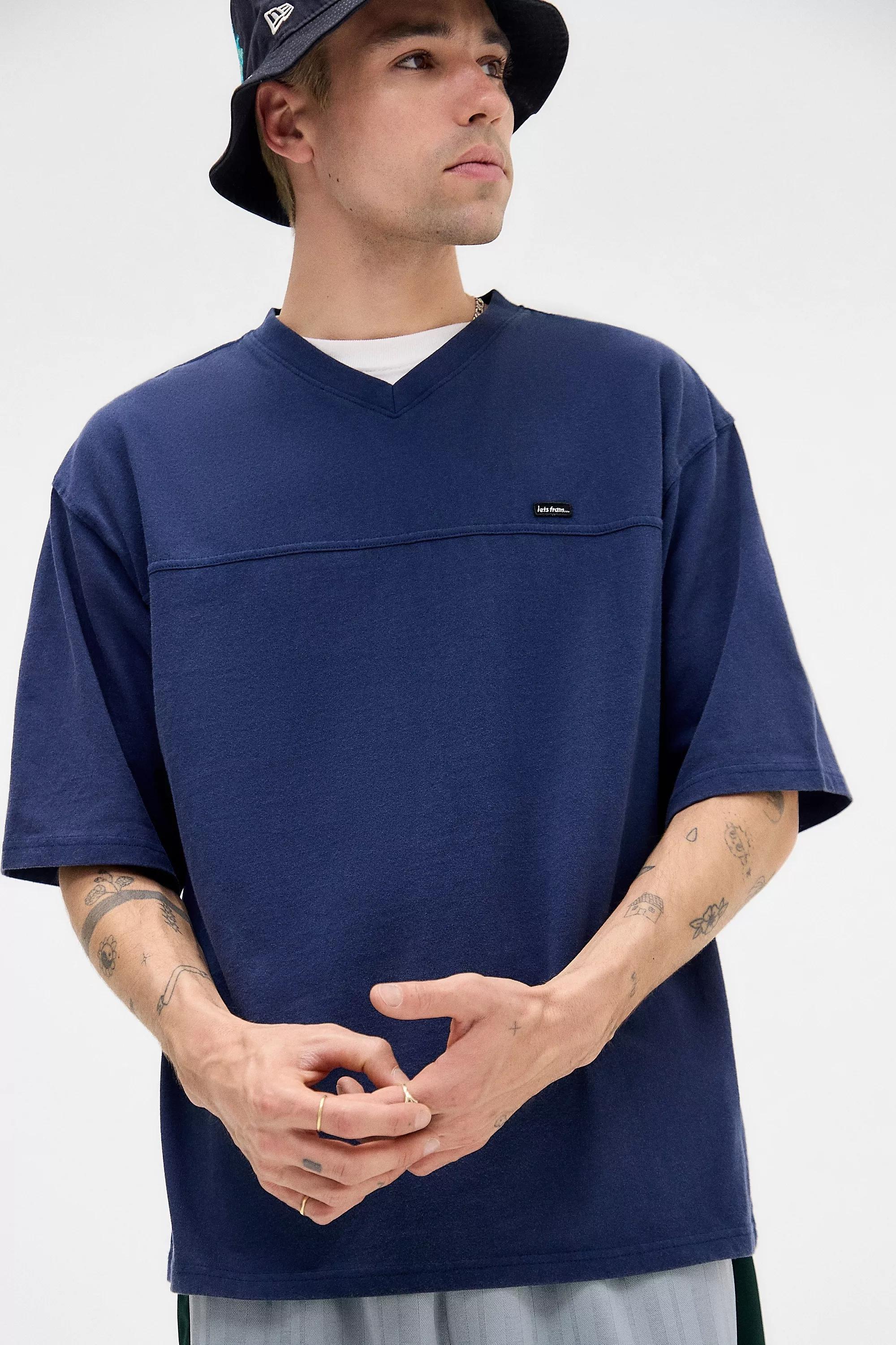 Navy Uo iets frans... V-Neck T-Shirt, NAVY, medium