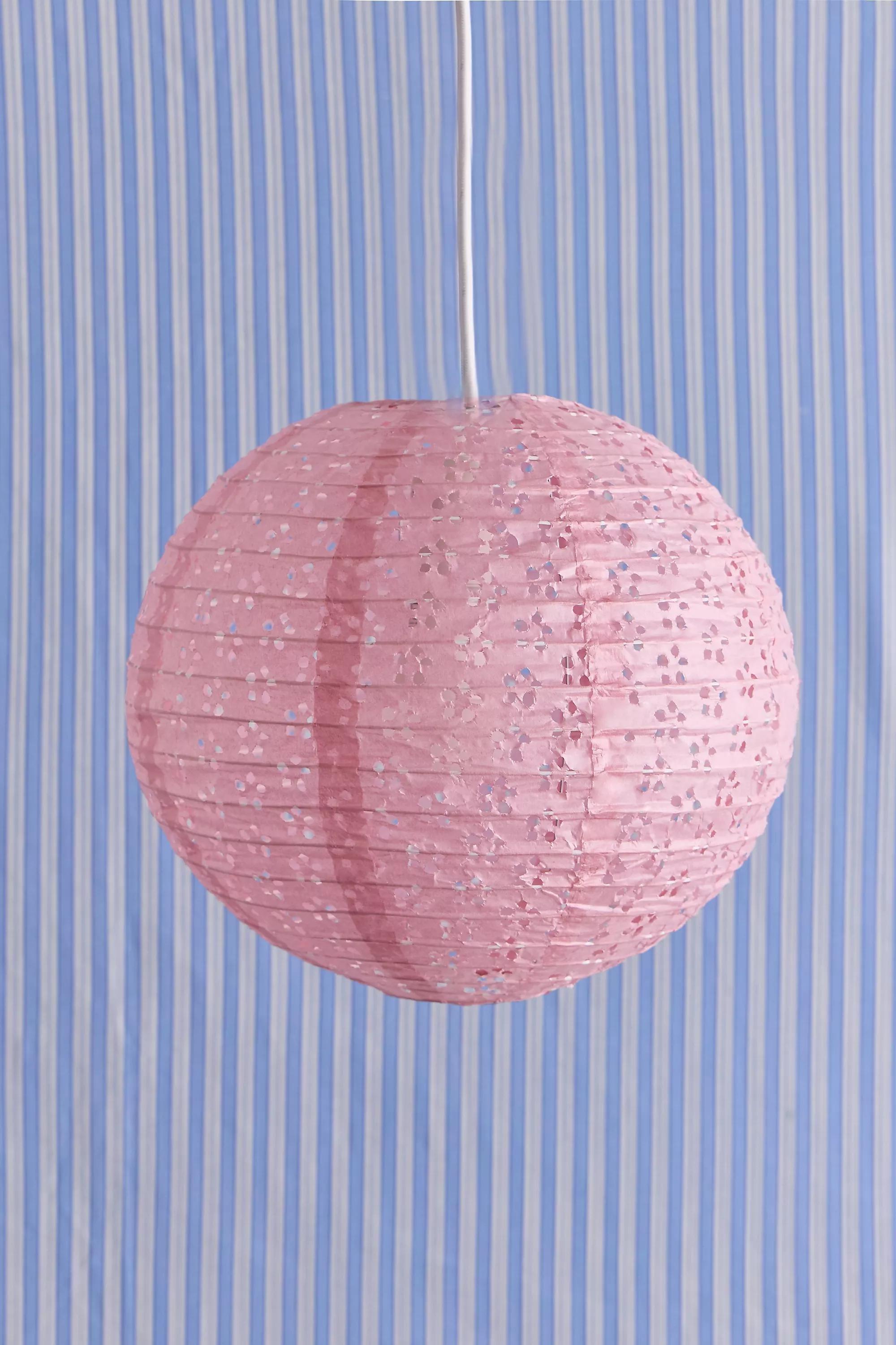 Pink Broderie Anglaise Paper Lamp Shade, PINK, large image number 0