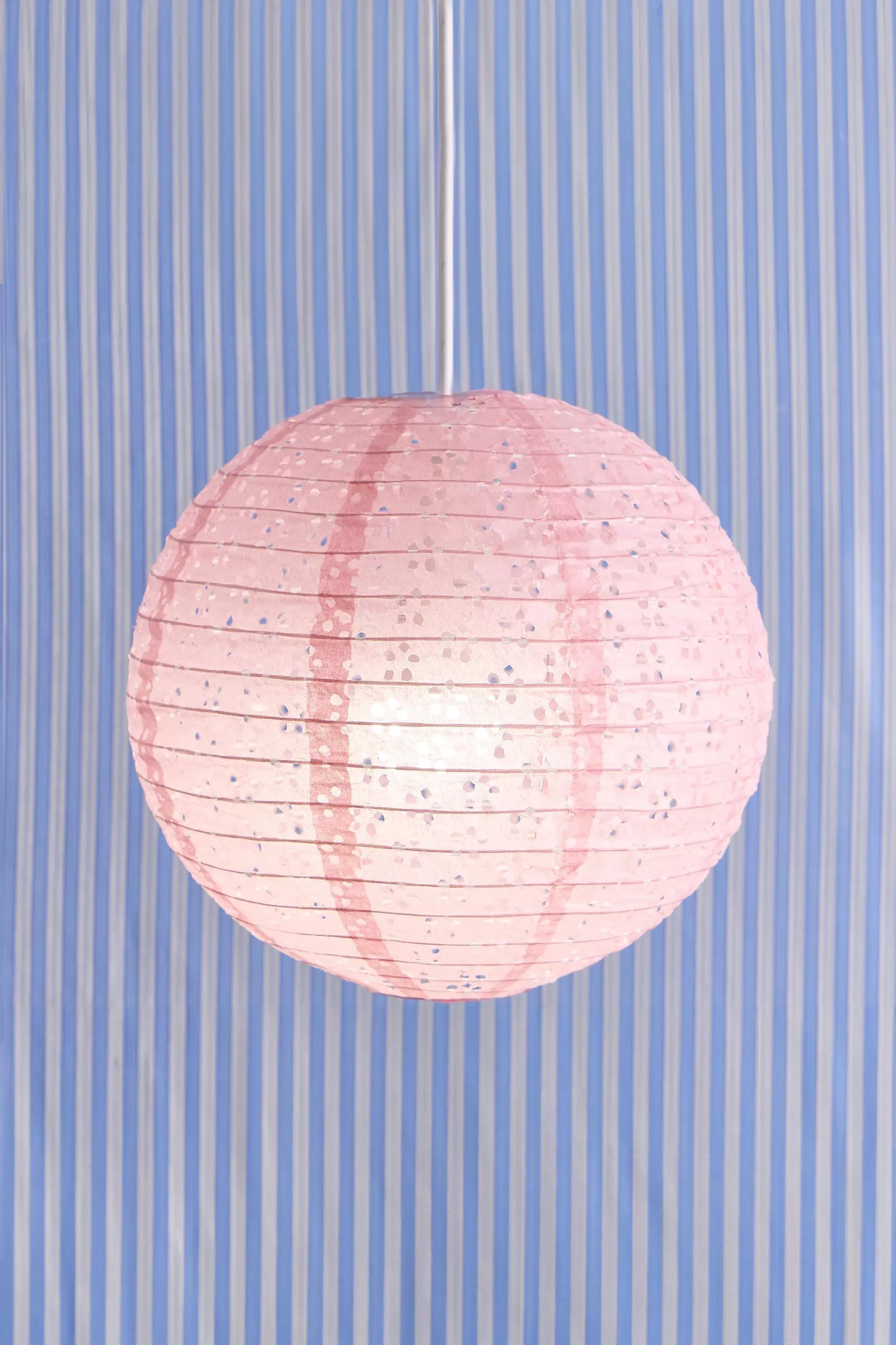 Pink Broderie Anglaise Paper Lamp Shade, PINK, large image number 1