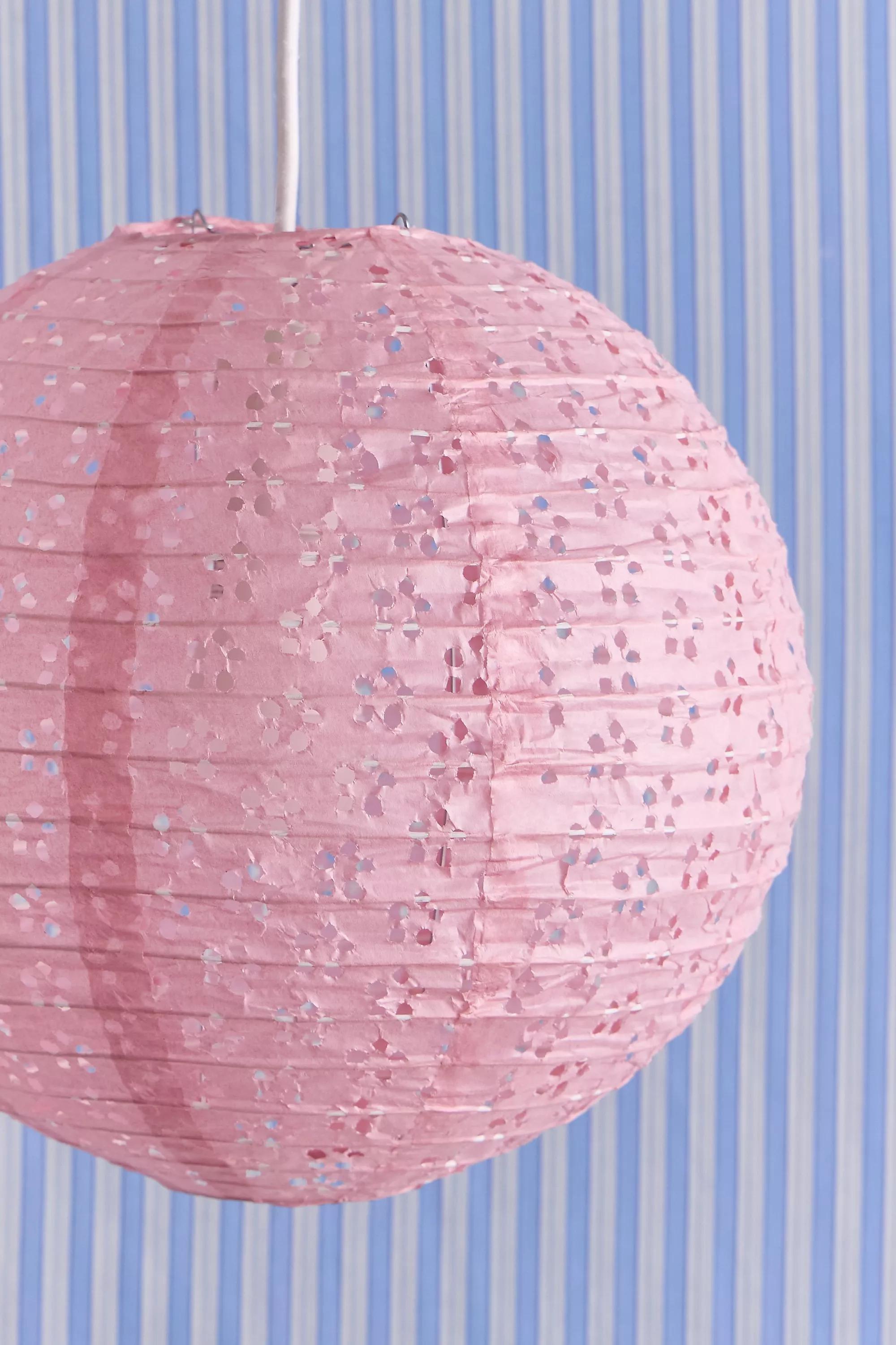 Pink Broderie Anglaise Paper Lamp Shade, PINK, large image number 2