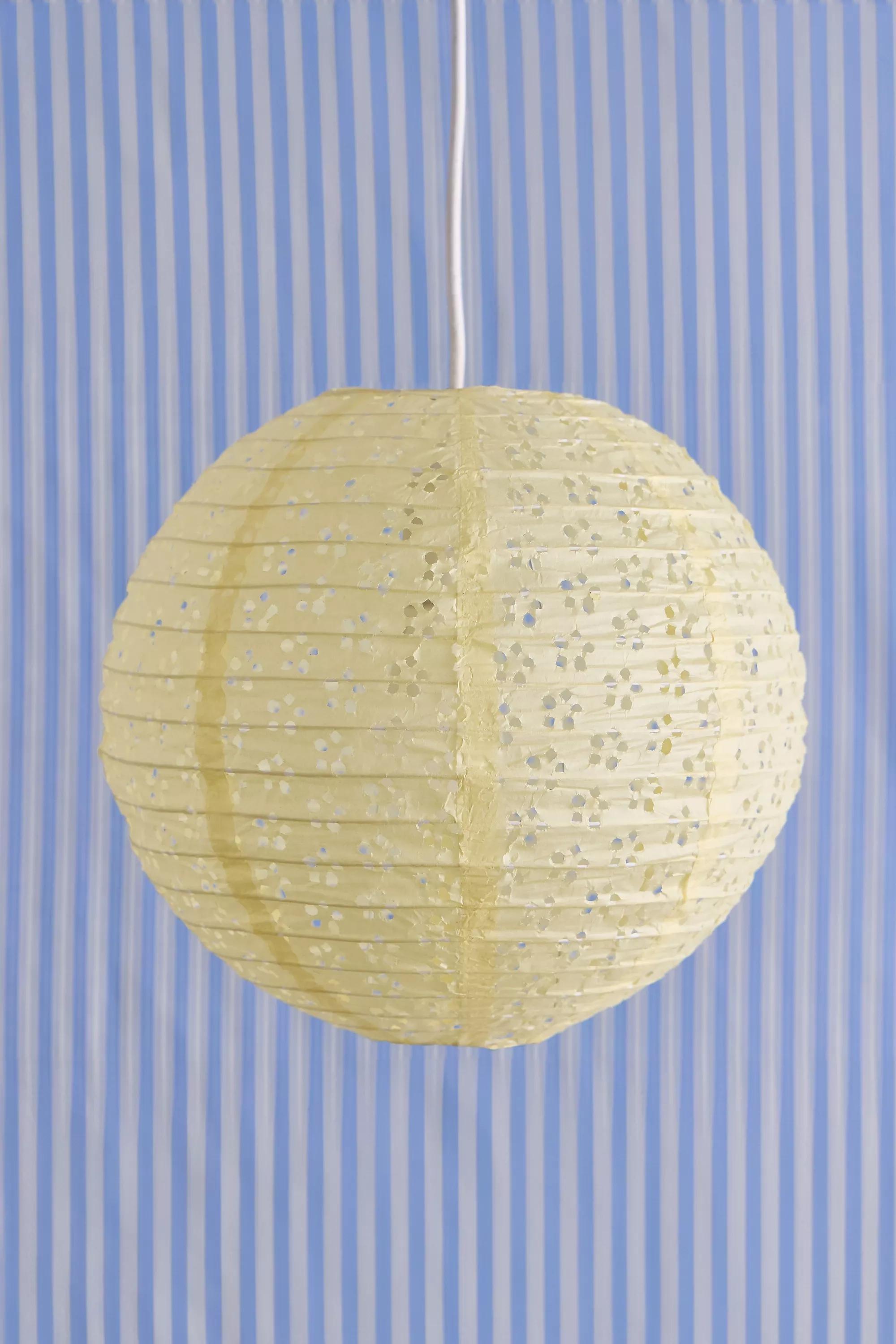 Yellow Broderie Anglaise Paper Lamp Shade, YEL, medium