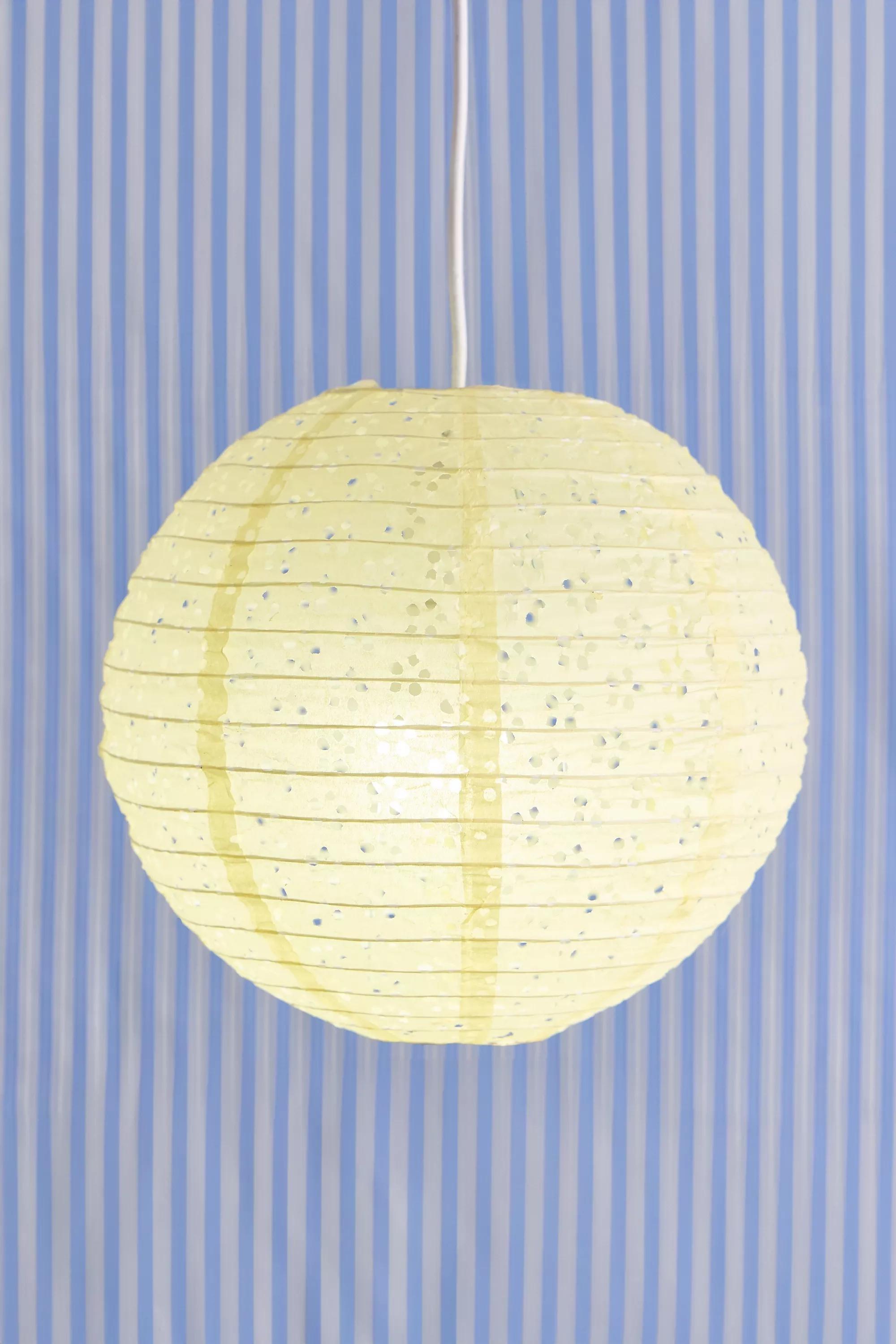 Yellow Broderie Anglaise Paper Lamp Shade, YEL, large image number 1