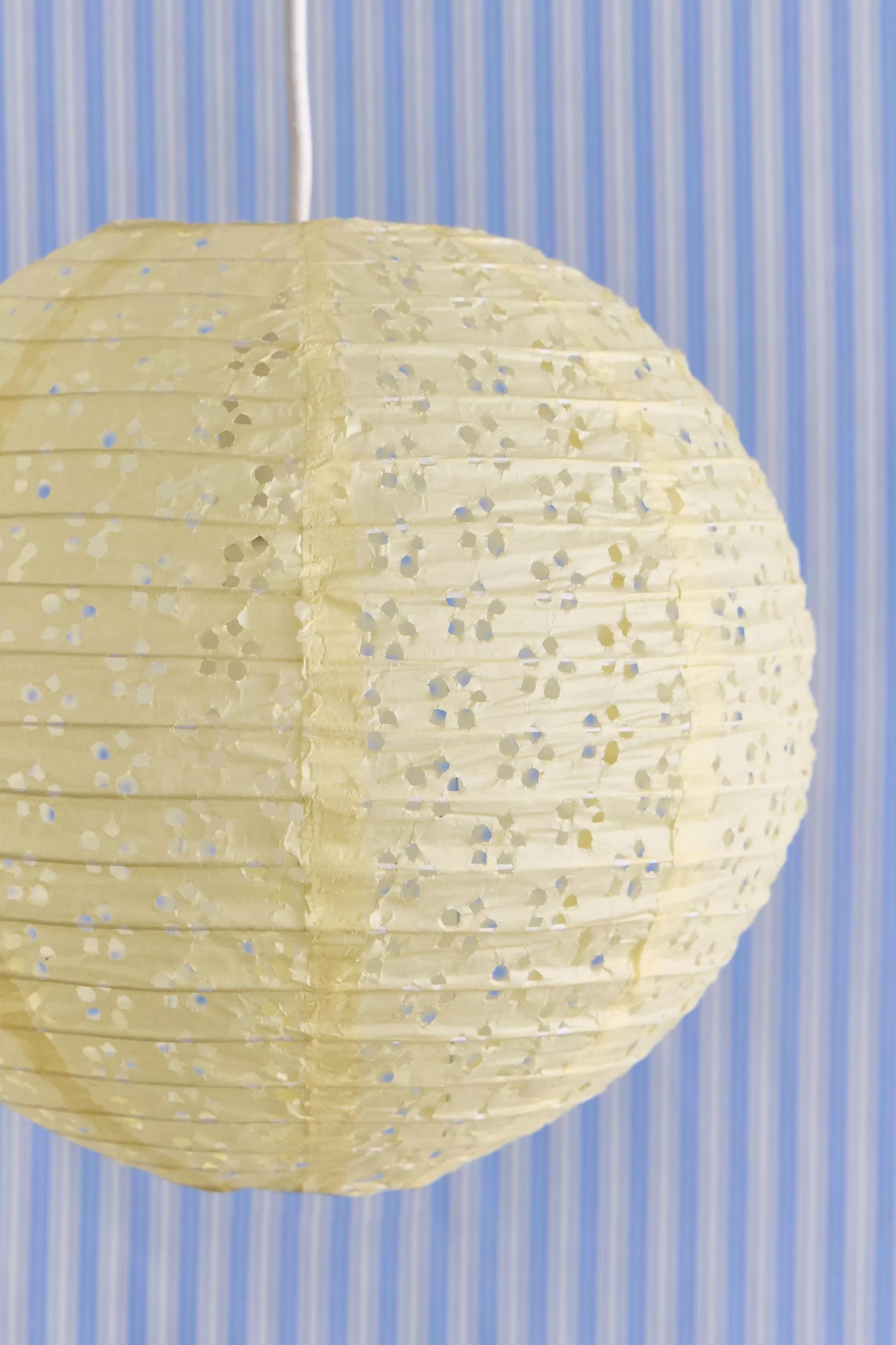 Yellow Broderie Anglaise Paper Lamp Shade, YEL, large image number 2