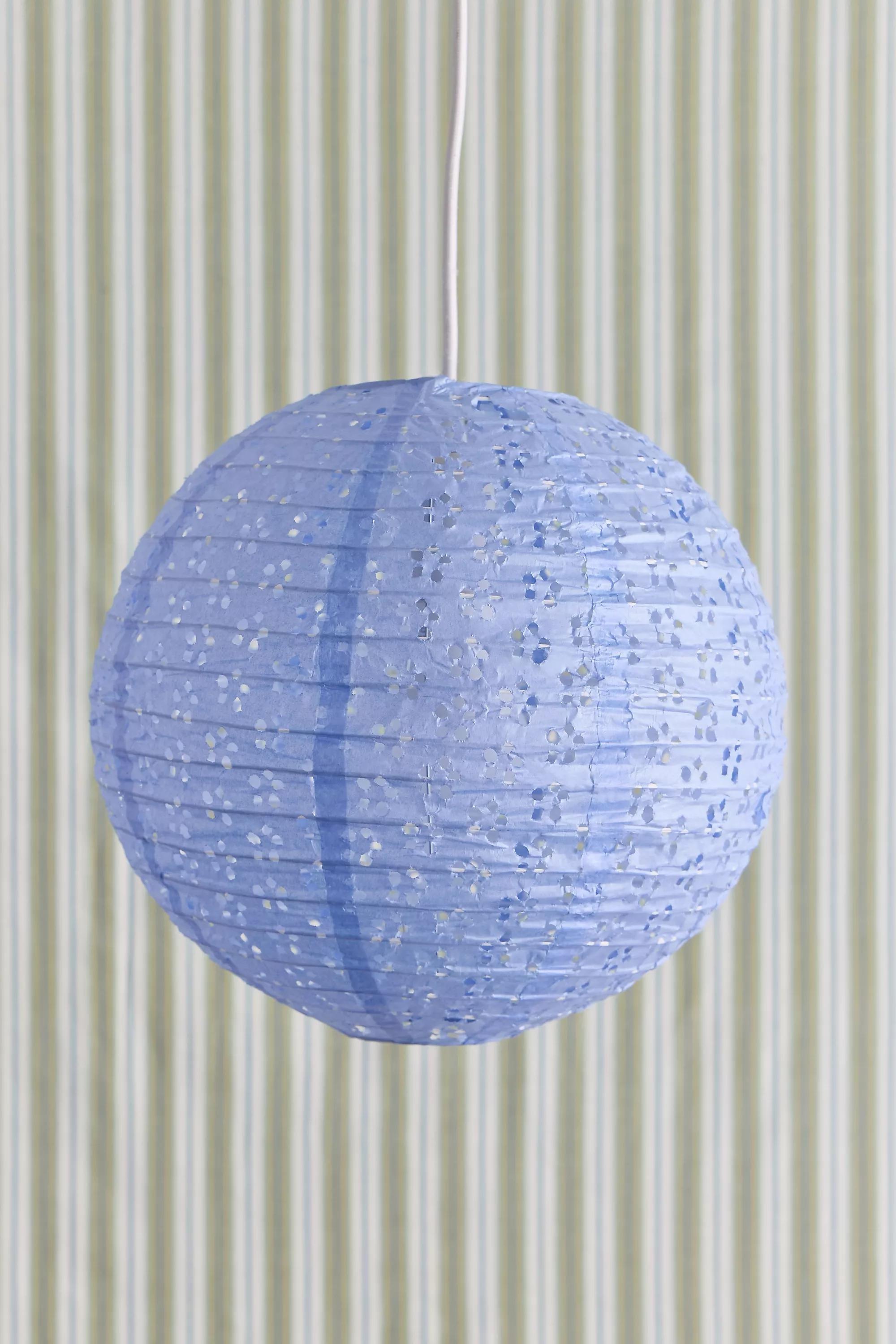 Blue Broderie Anglaise Paper Lamp Shade, BLUE, medium