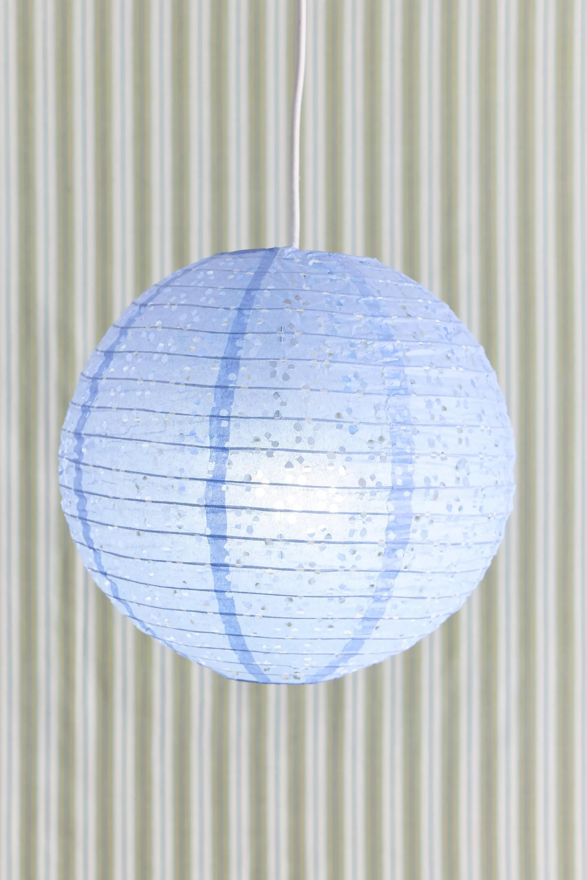 Blue Broderie Anglaise Paper Lamp Shade, BLUE, large image number 1