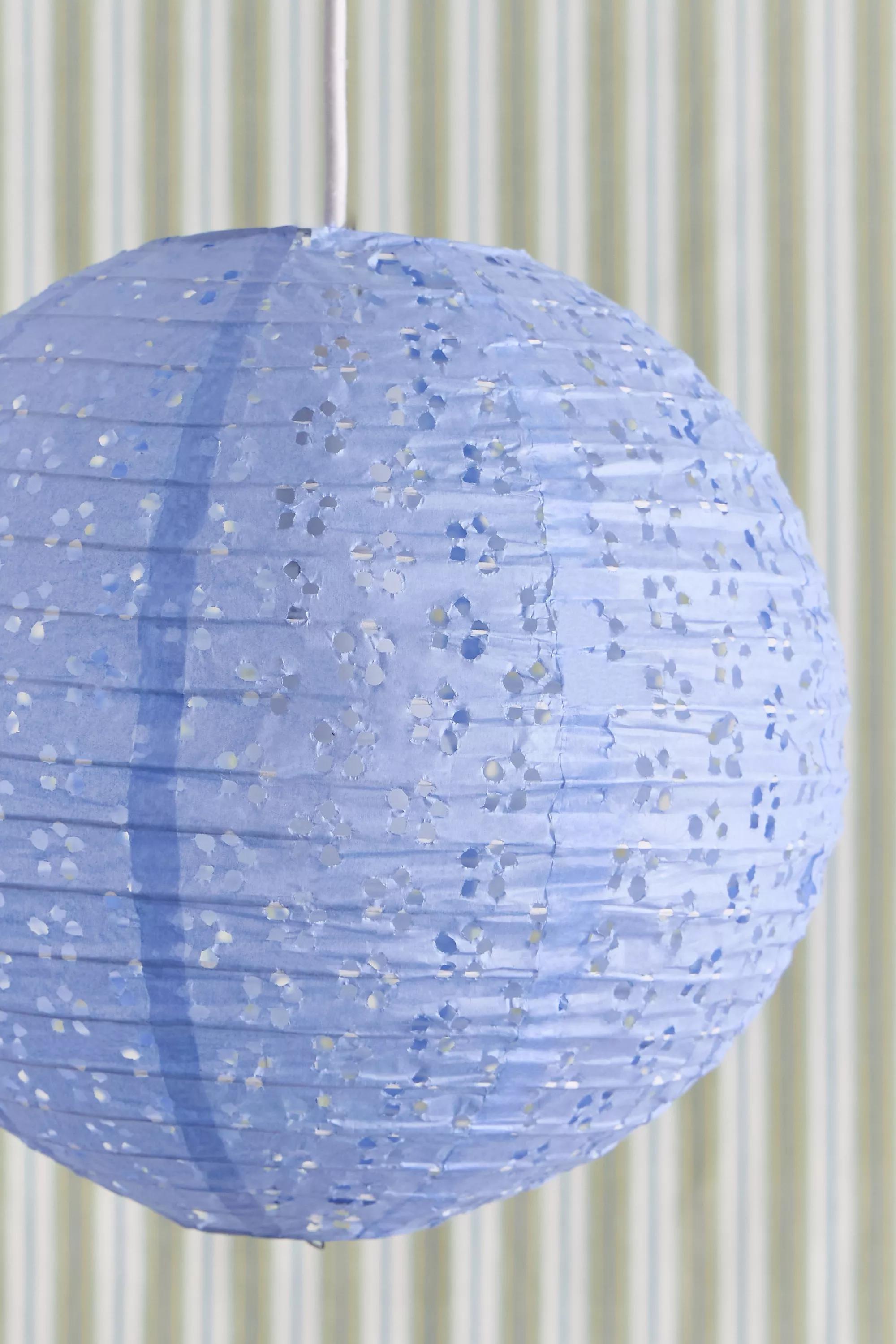 Blue Broderie Anglaise Paper Lamp Shade, BLUE, large image number 2