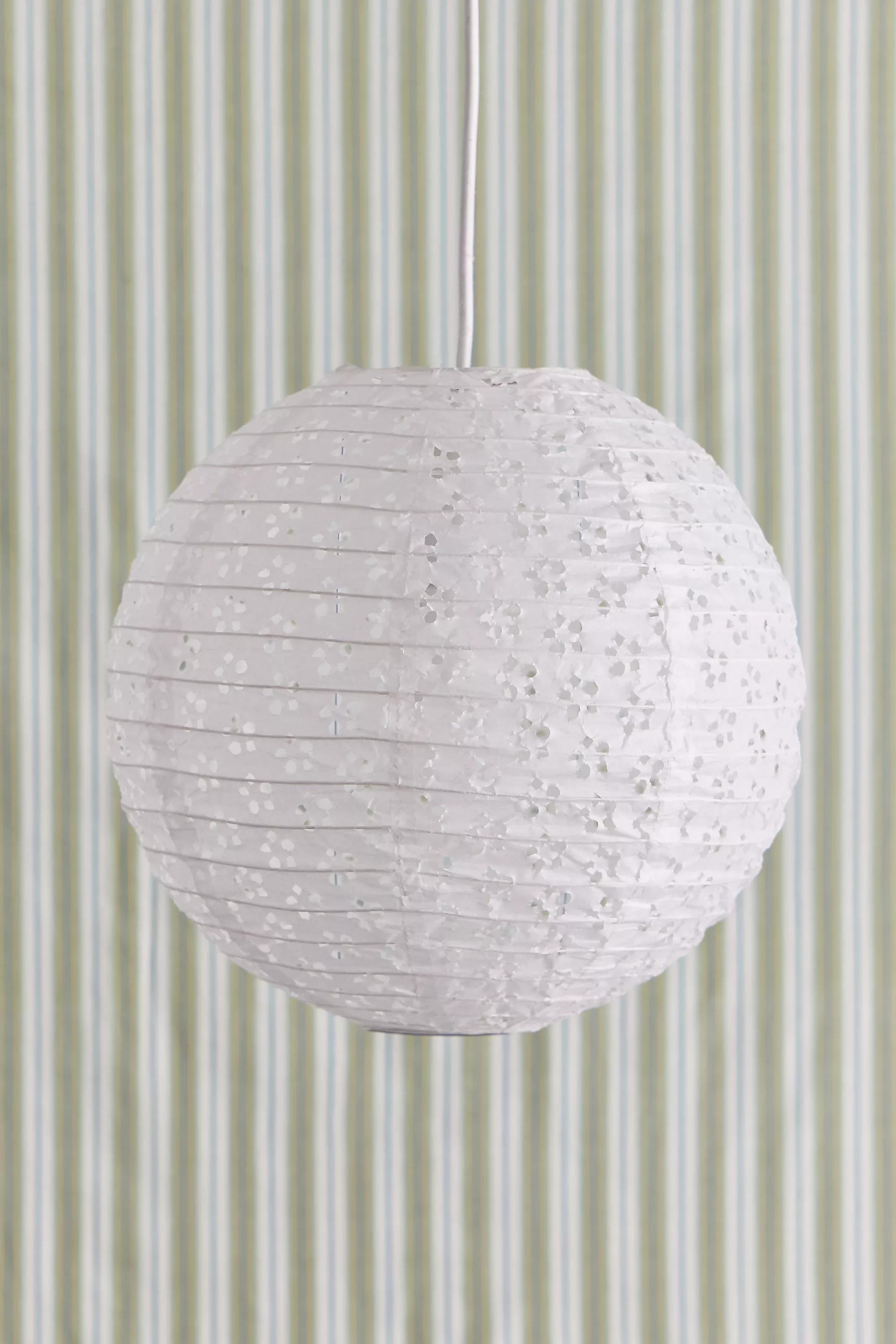White Broderie Anglaise Paper Lamp Shade, WHT, medium
