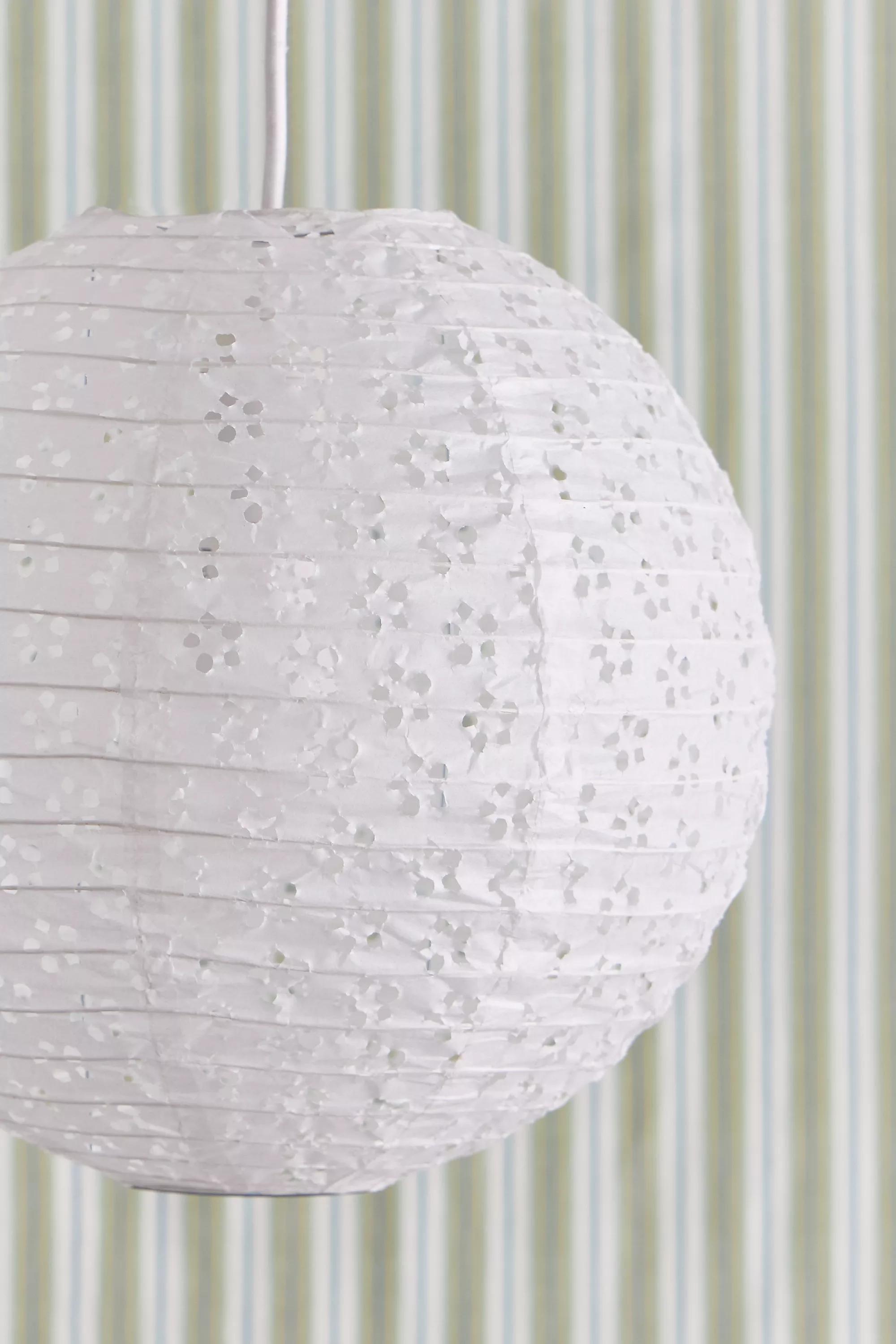 White Broderie Anglaise Paper Lamp Shade, WHT, medium