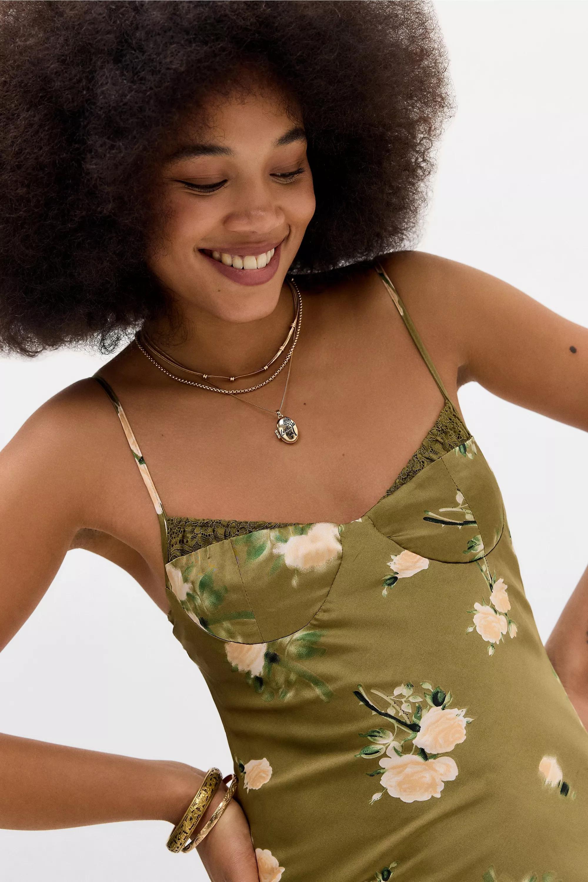 Khaki Love Triangle Khaki Belle Satin Maxi Dress, , large image number 1