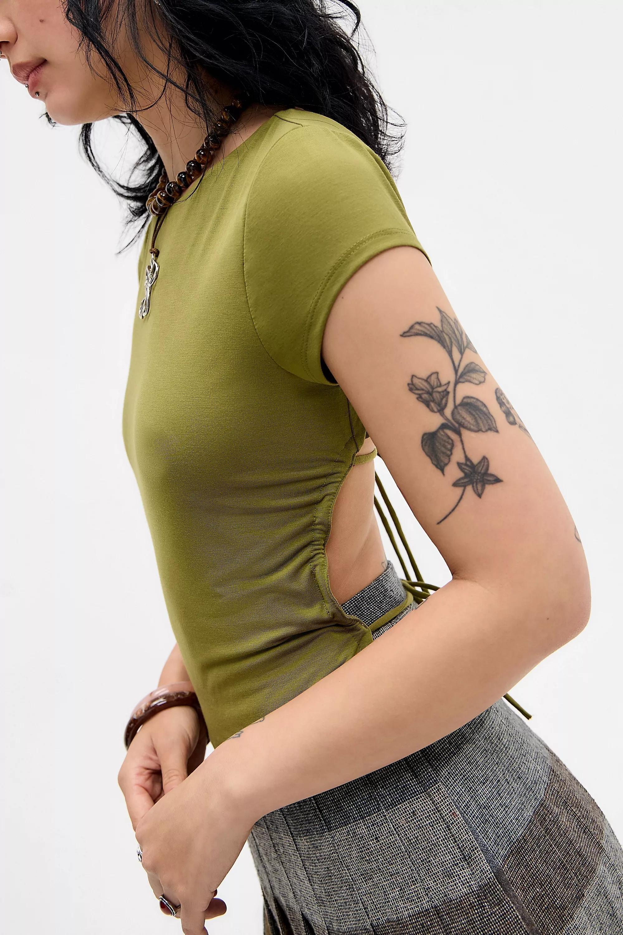 Green Kimchi Blue Dani Open-Back T-Shirt, OLIVE, large image number 3