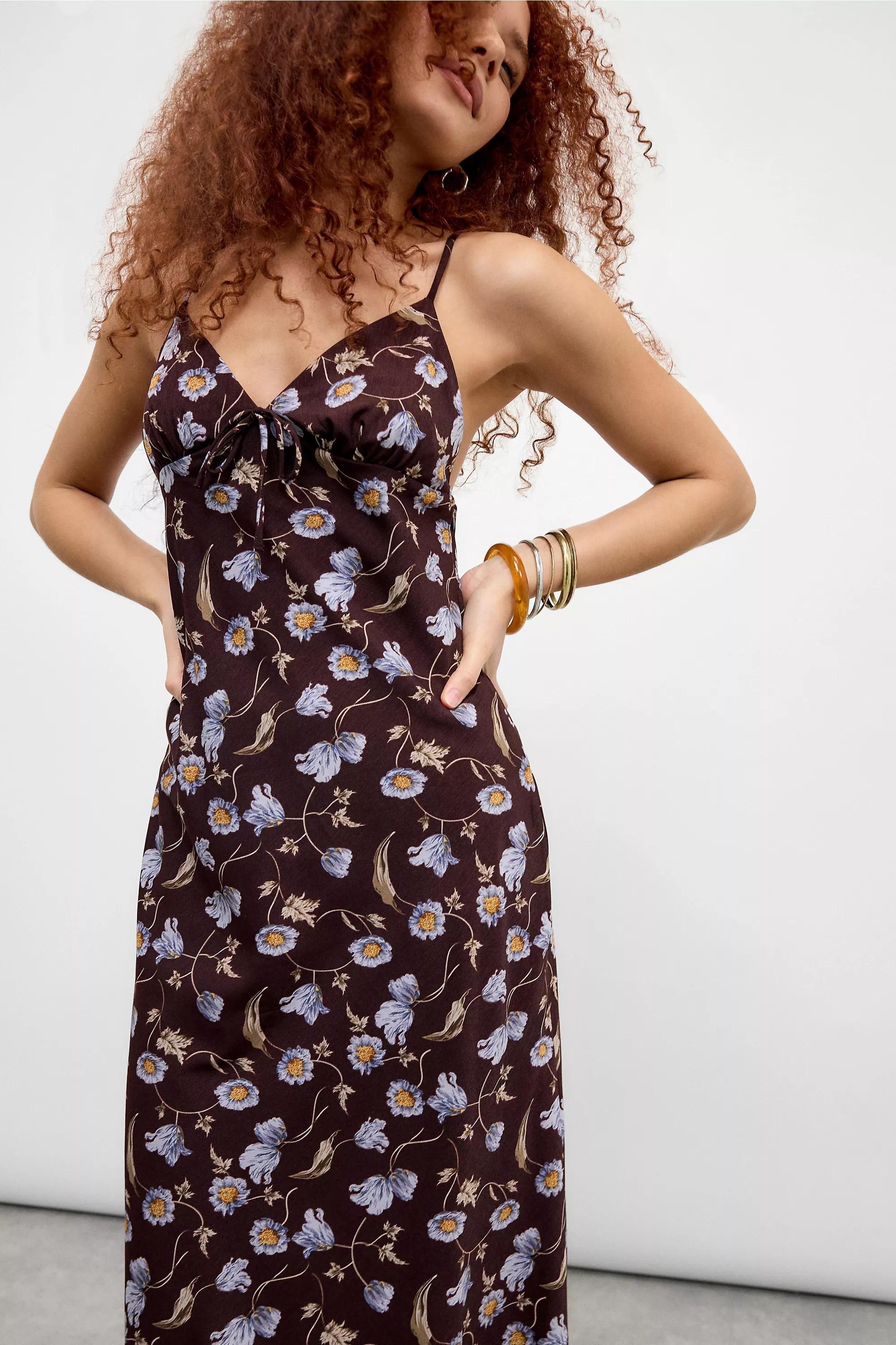 Brown Kiss The Sky Uo Exclusive Floral Print Midi Dress, , large image number 0