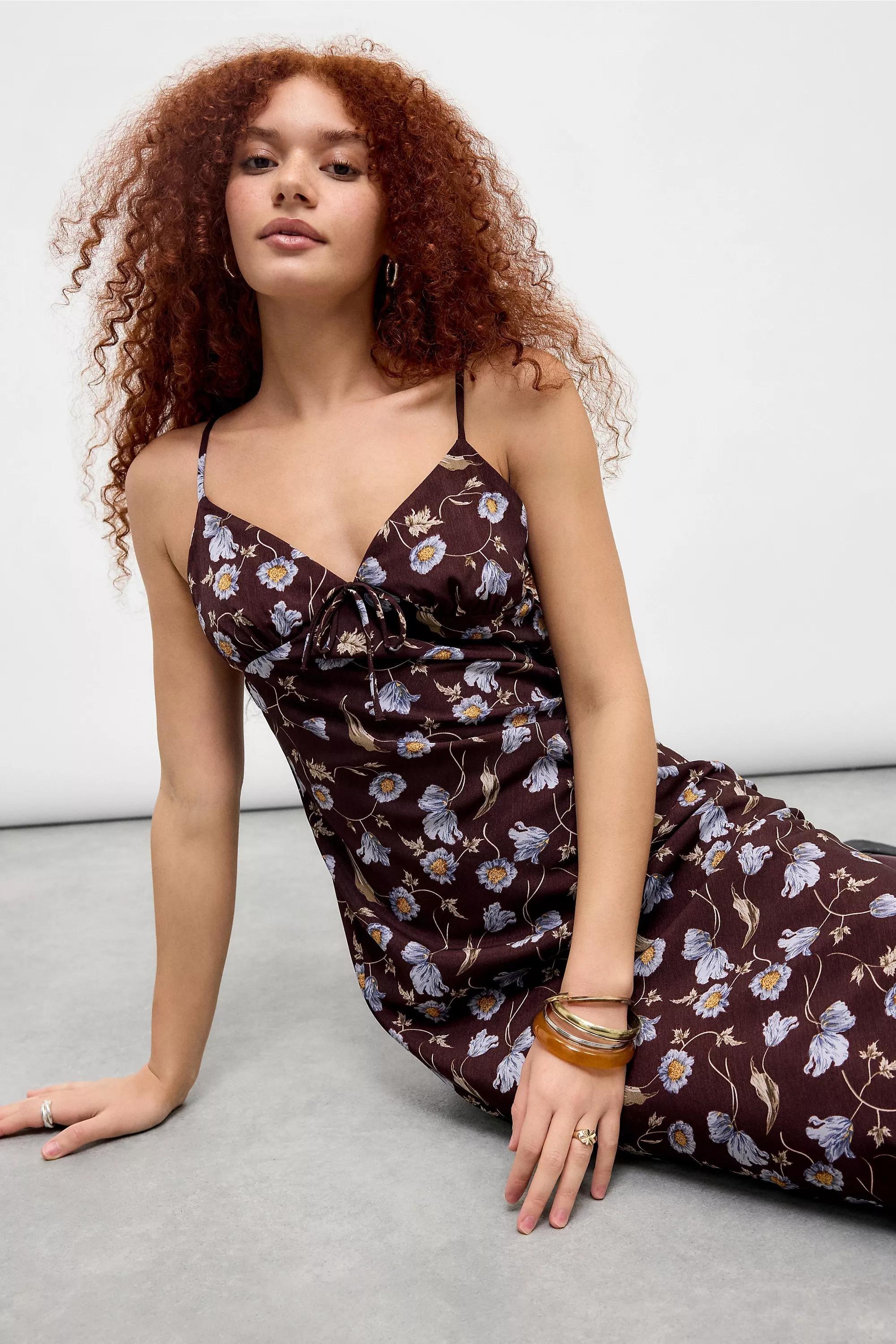 Brown Kiss The Sky Uo Exclusive Floral Print Midi Dress, , large image number 3