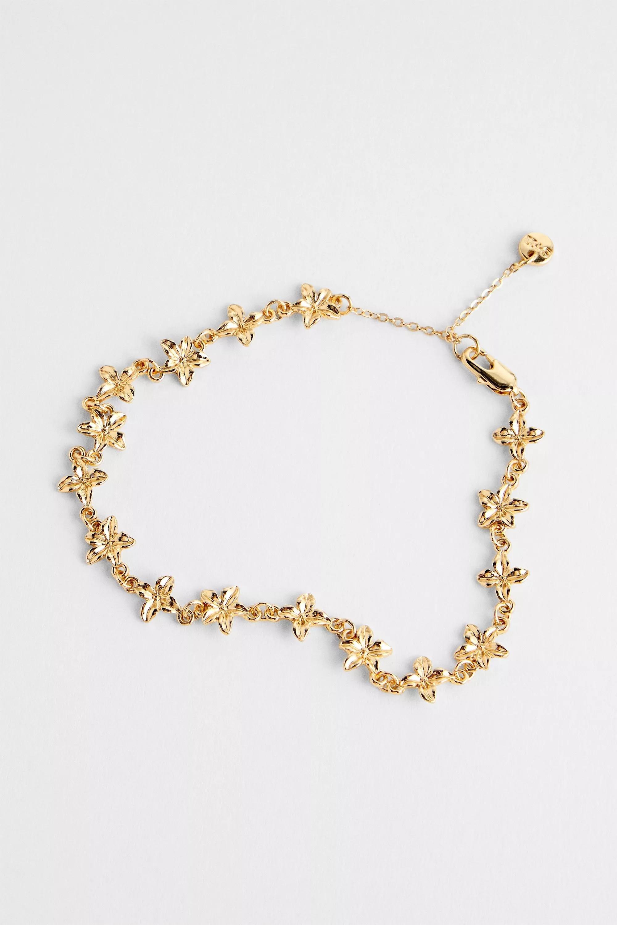 Gold Silence + Noise Petal Link Anklet, GOLD, large image number 2
