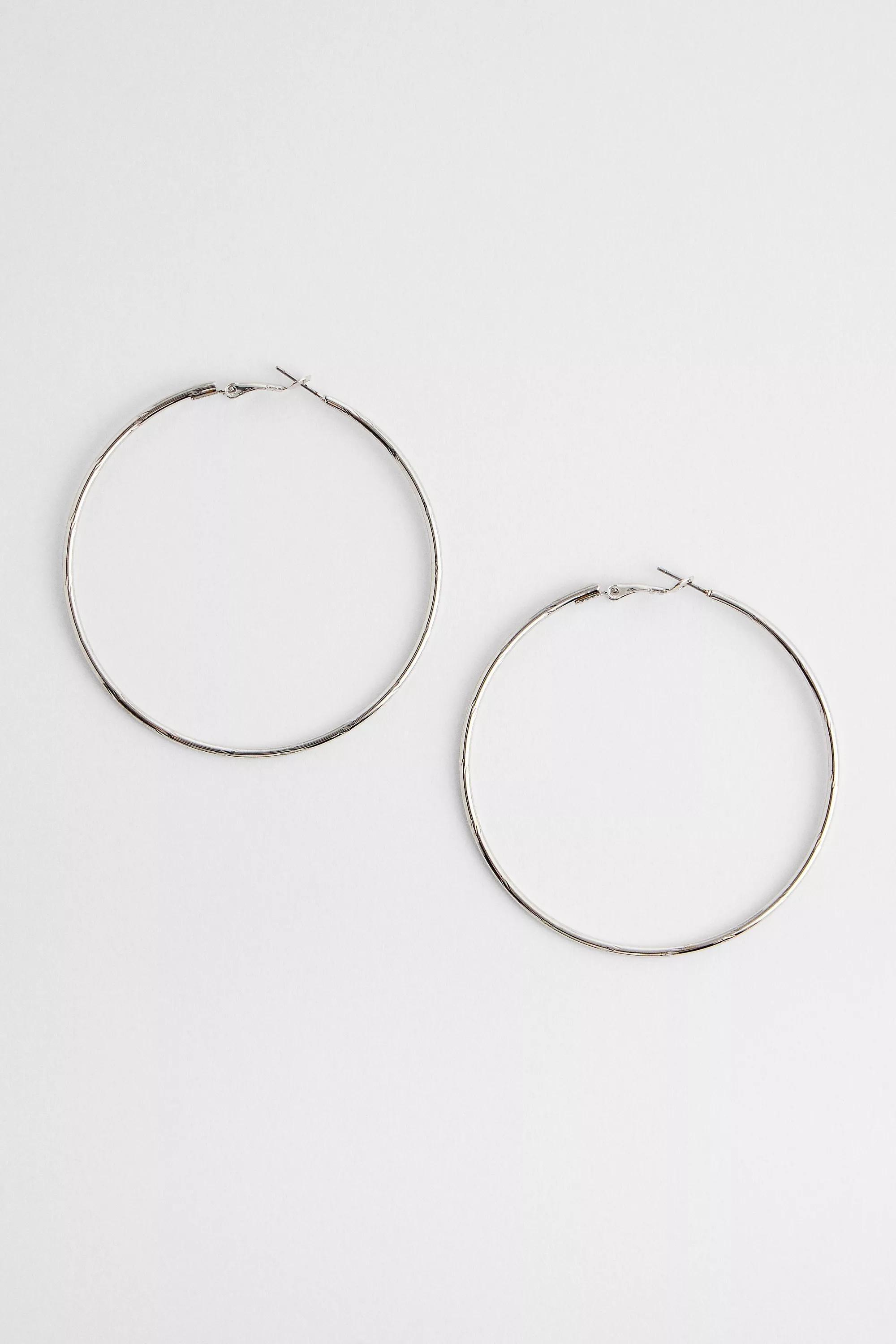 XLETCHHP;XL ETCHED HOOPS, SLVR, large image number 0