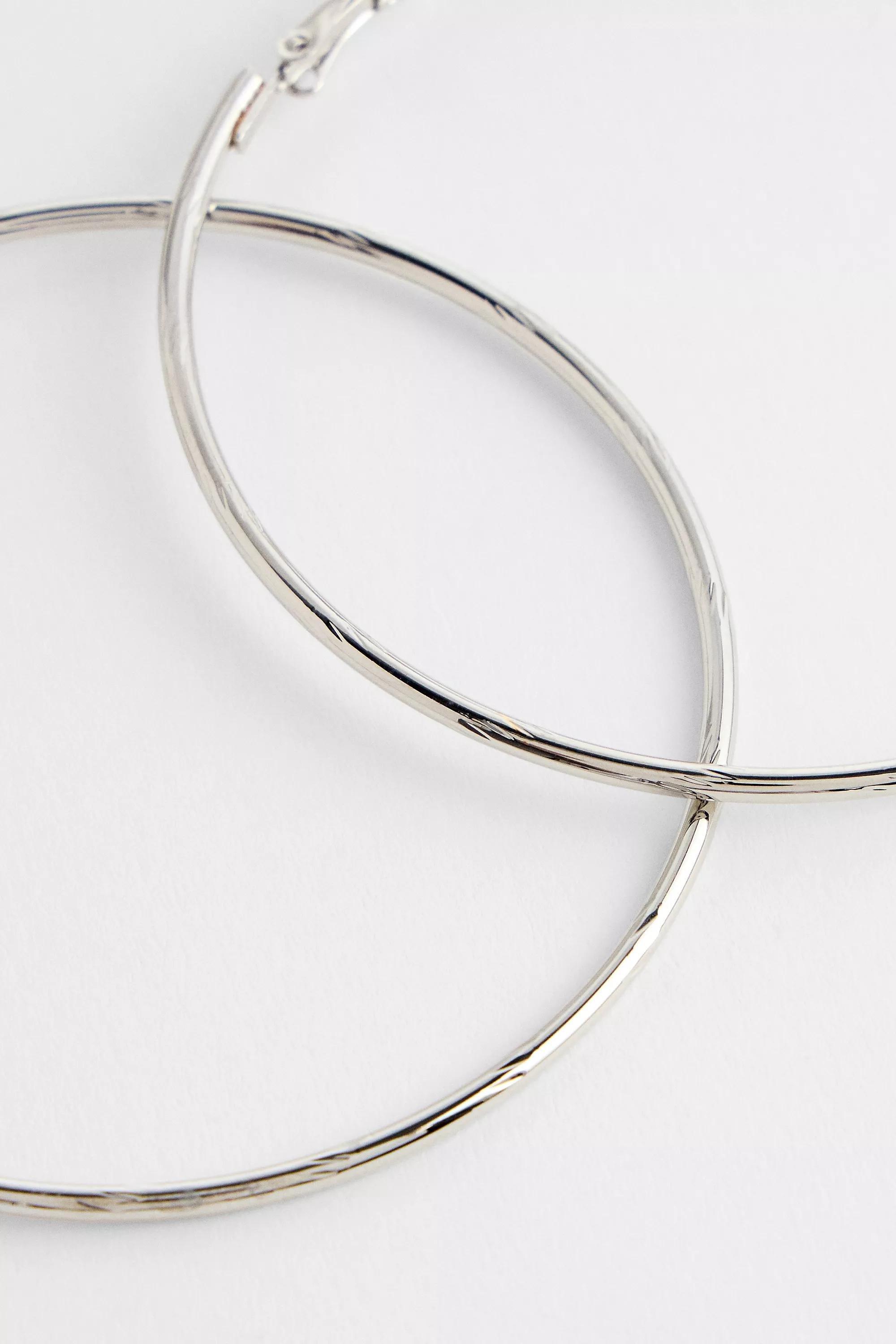 XLETCHHP;XL ETCHED HOOPS, SLVR, large image number 2