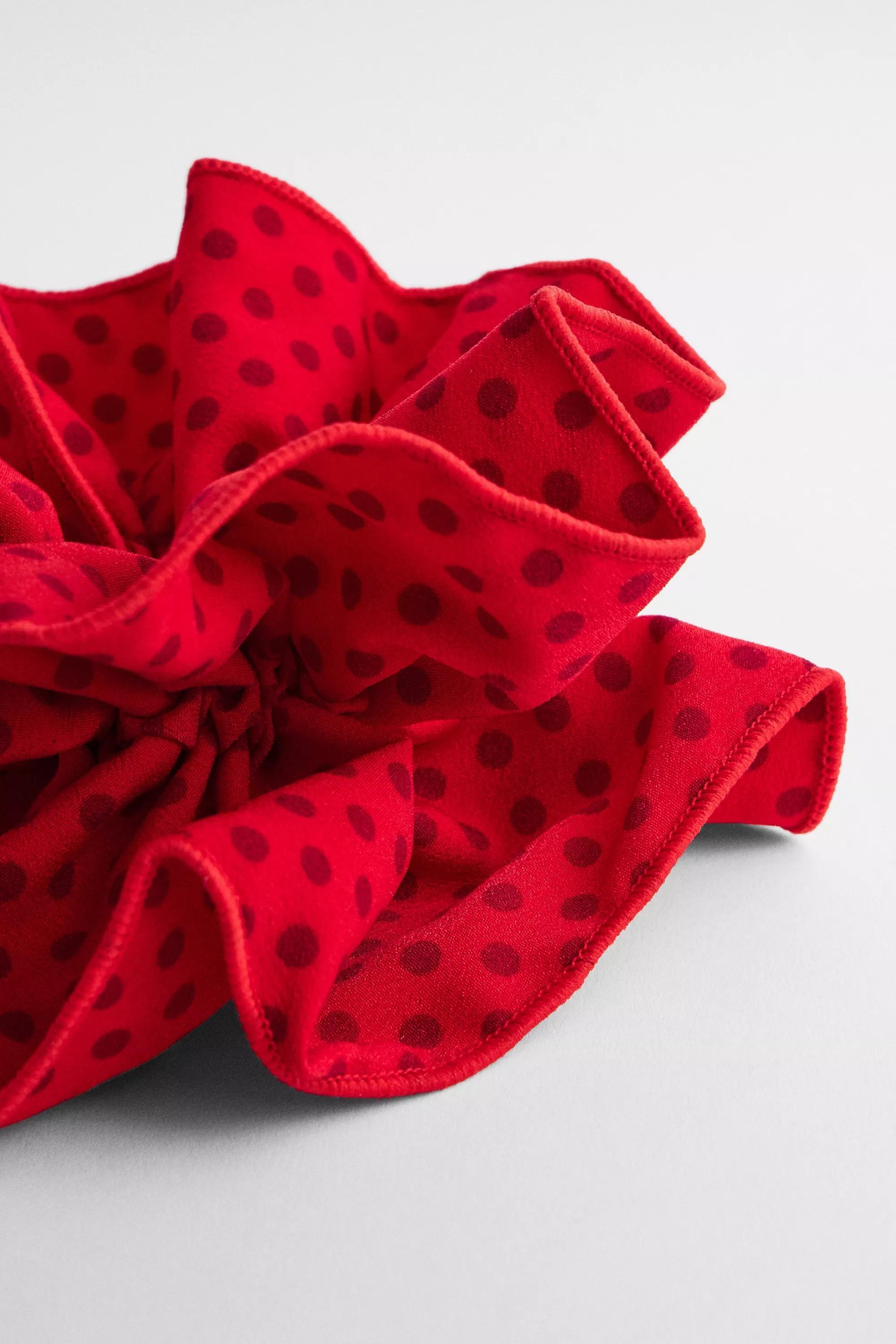 Red Spotted Scrunchie, RED, large image number 1