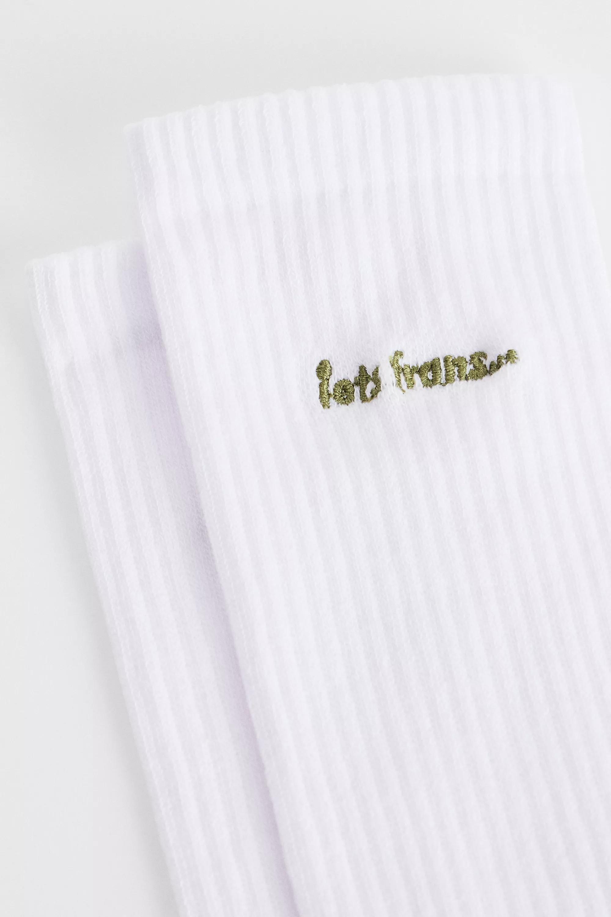 White Iets Frans... Embroidered Socks, WHT, large image number 1