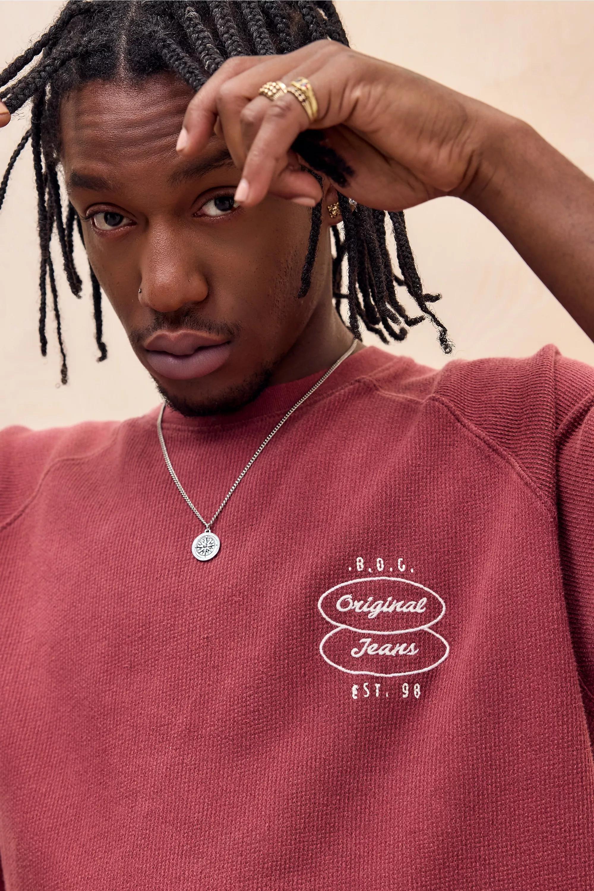 Red Bdg Red Raglan Waffle T-Shirt, RED, medium