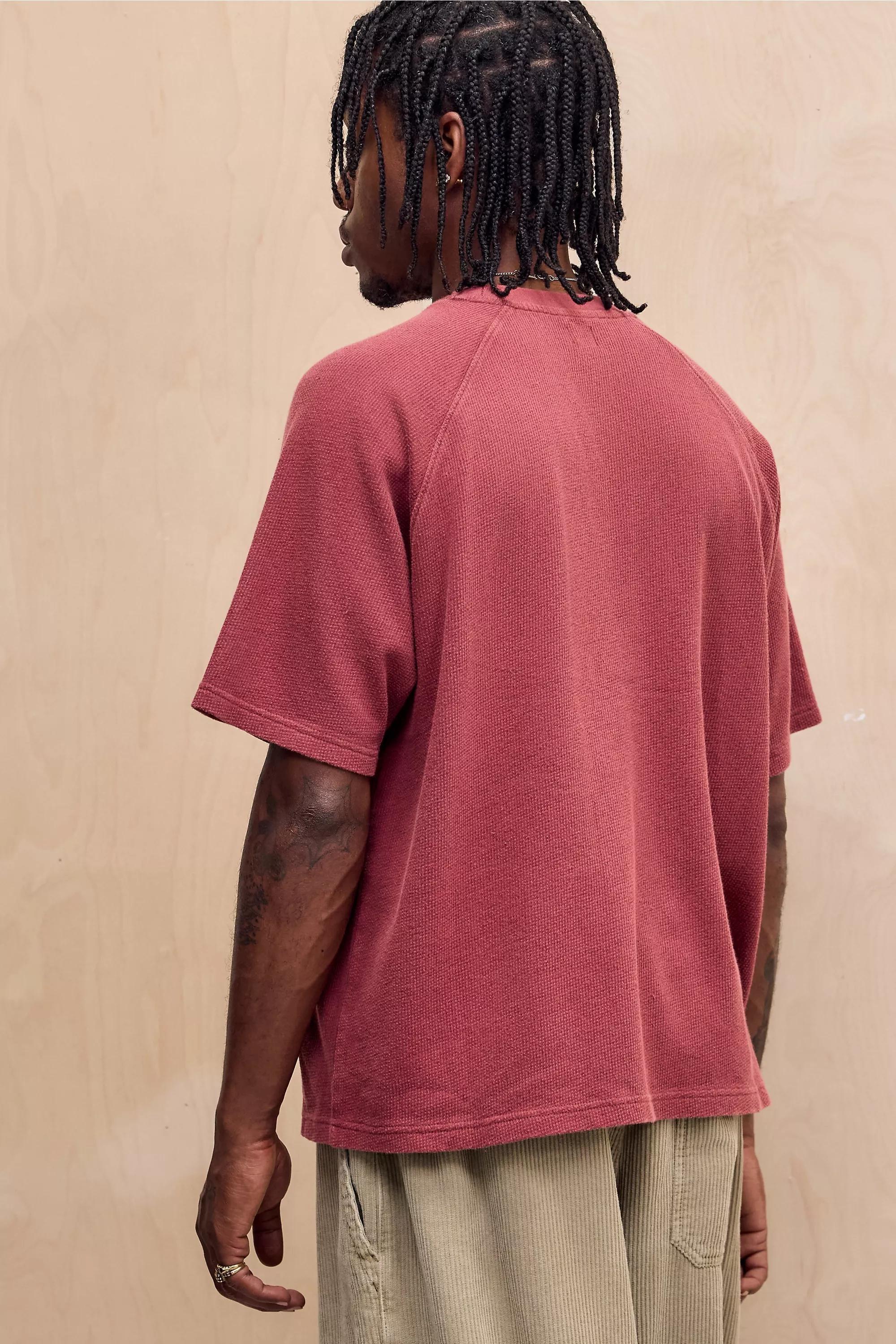 Red Bdg Red Raglan Waffle T-Shirt, RED, large image number 3