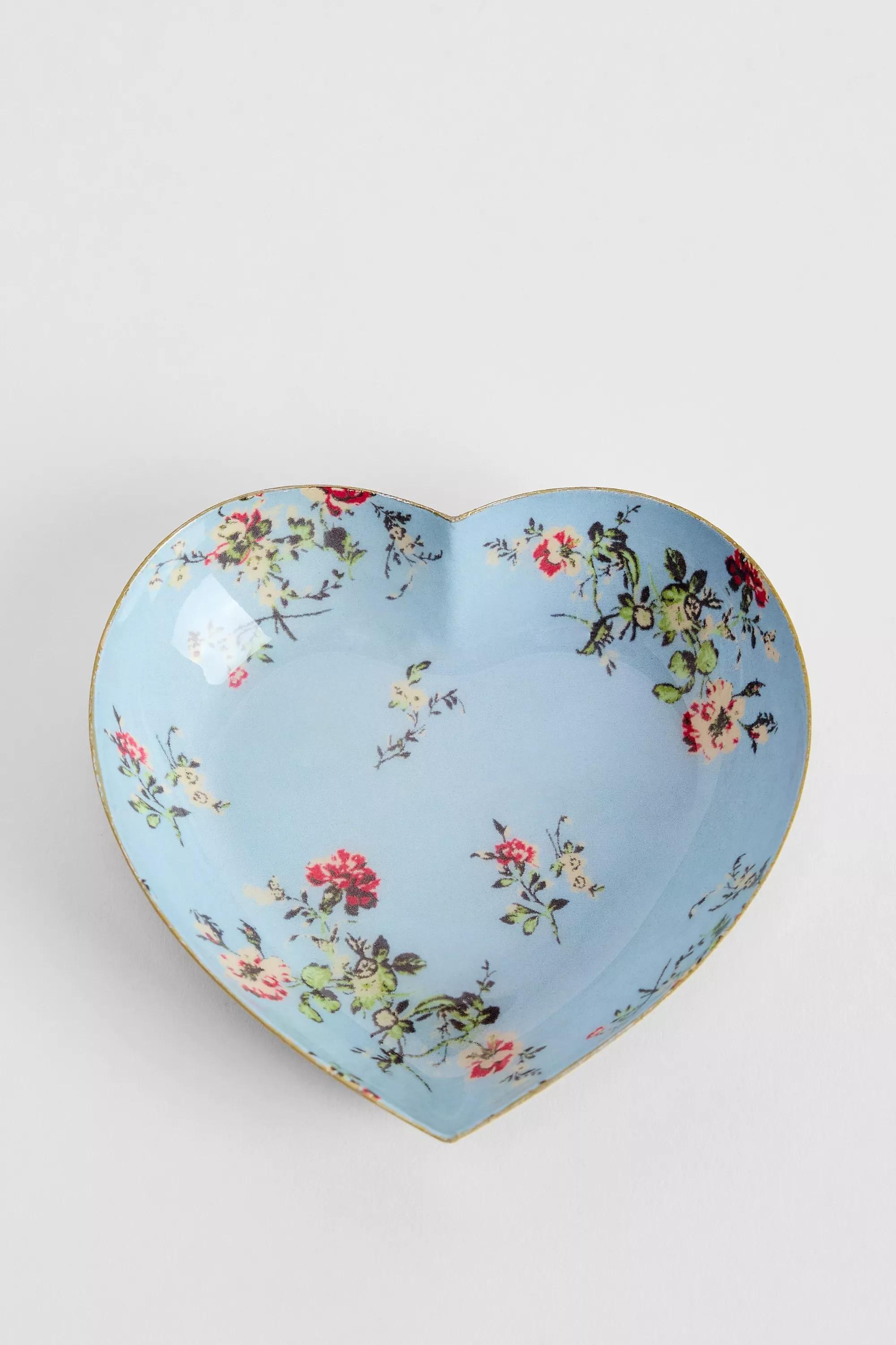 Multicolour Vintage Rose Floral Trinket Dish, ASSORT, medium